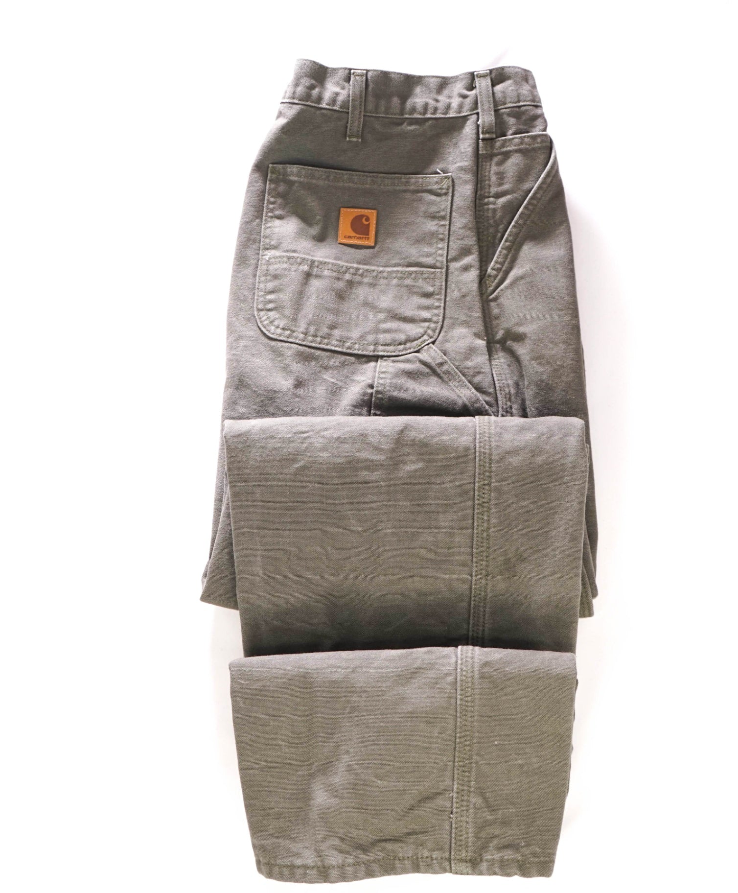 CARHARTT - Solid Green Cotton Flannel Lined Work Pants - 34W