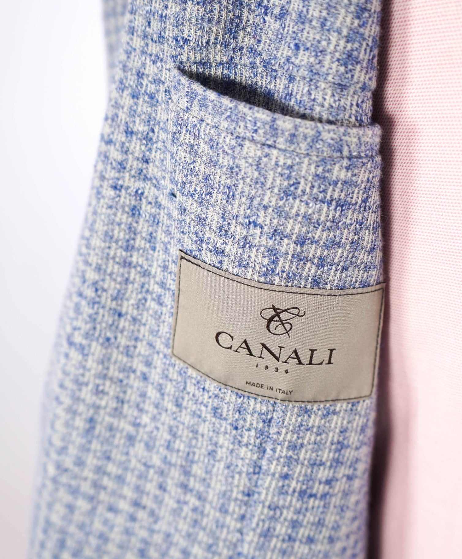 $1,895 CANALI - Textured Light Blue Cotton/Linen Sport Coat - 42R