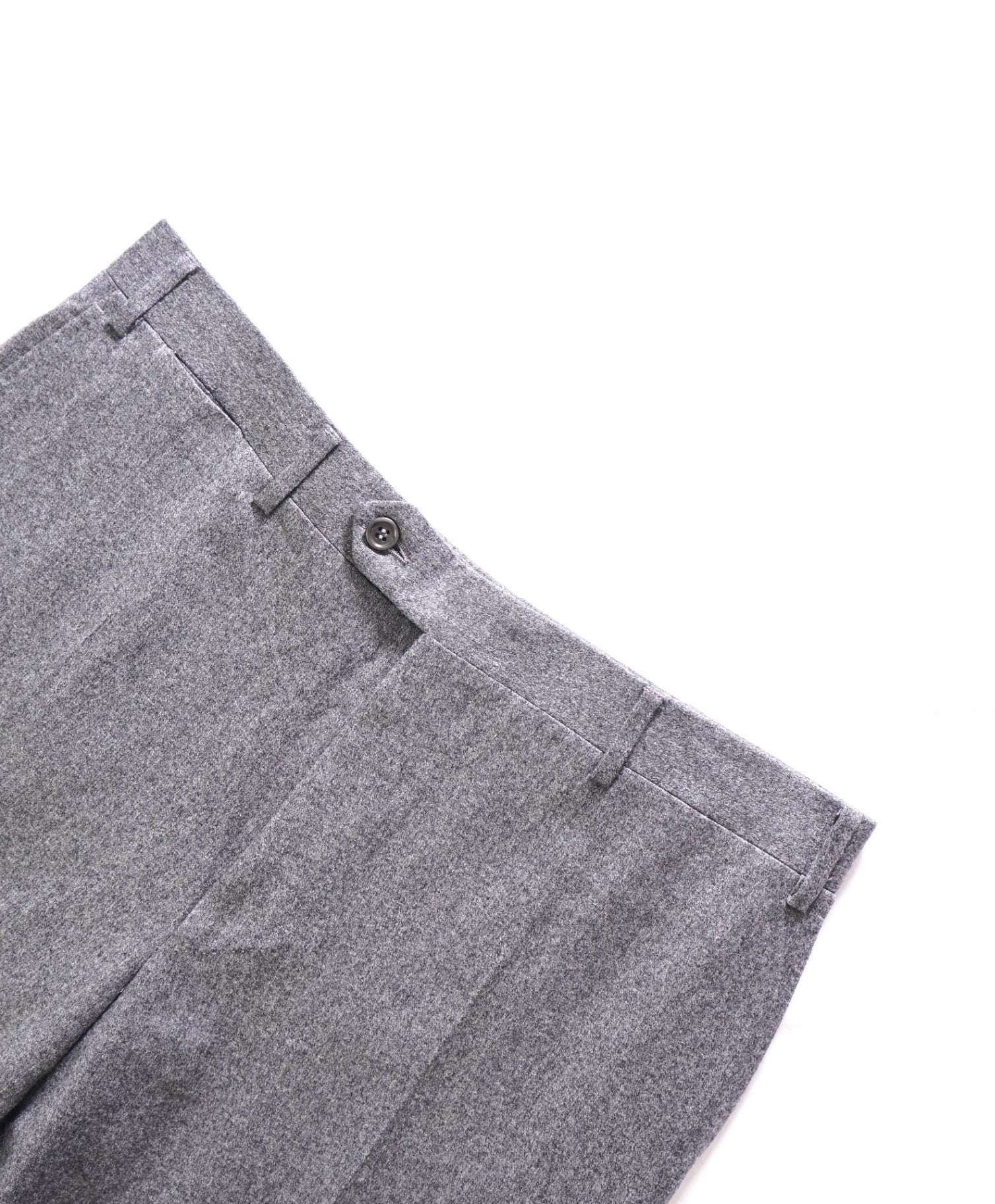 $625 CANALI - Solid Gray Flannel Wool Flat Front Pants - 34W