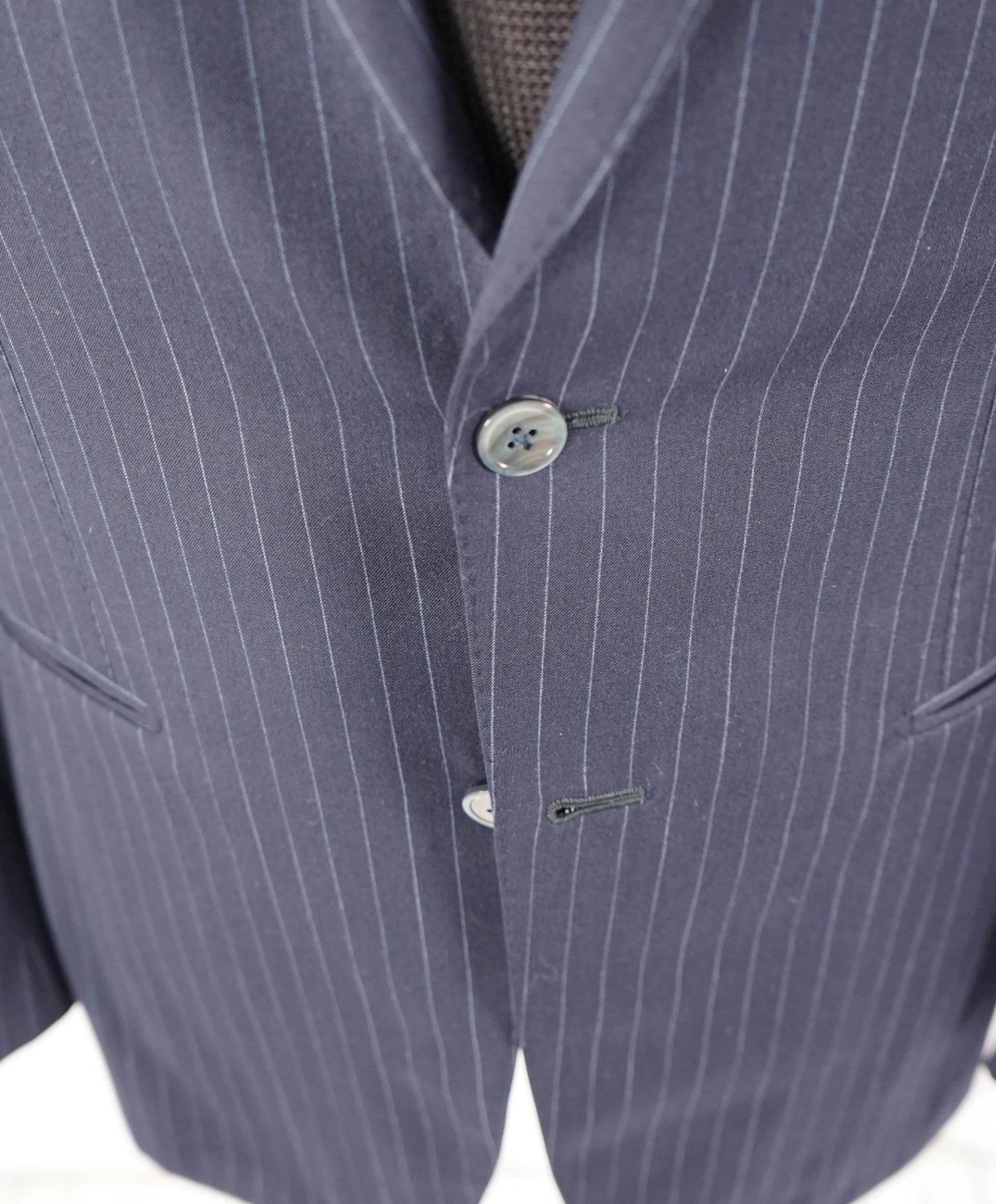 $4,995 ISAIA - Blue Stripe Flannel Wool/Silk Suit - Custom: Fits 40R (52EU Tag)