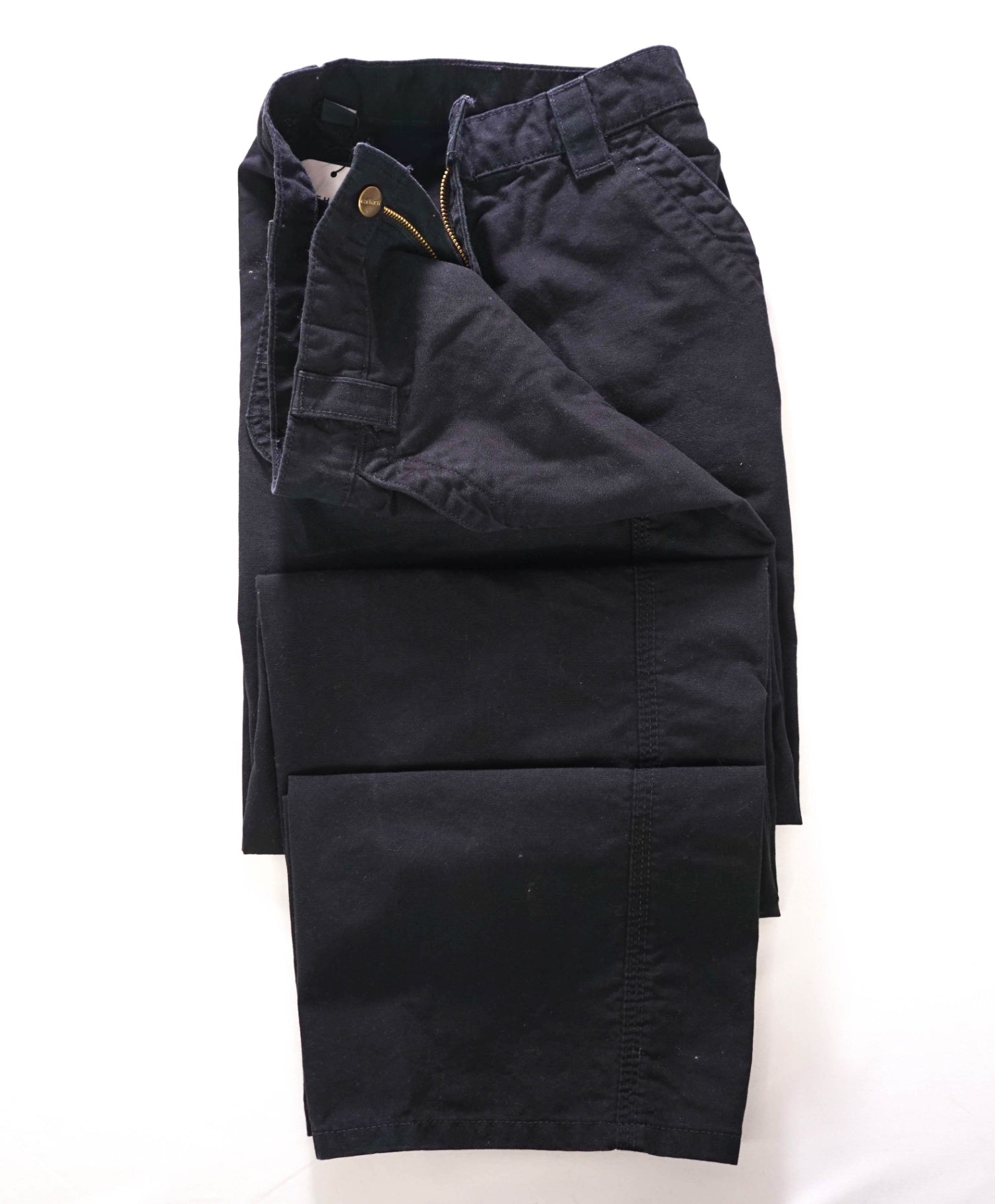 CARHARTT - Solid Black Cotton Flannel Lined Work Pants - 33W