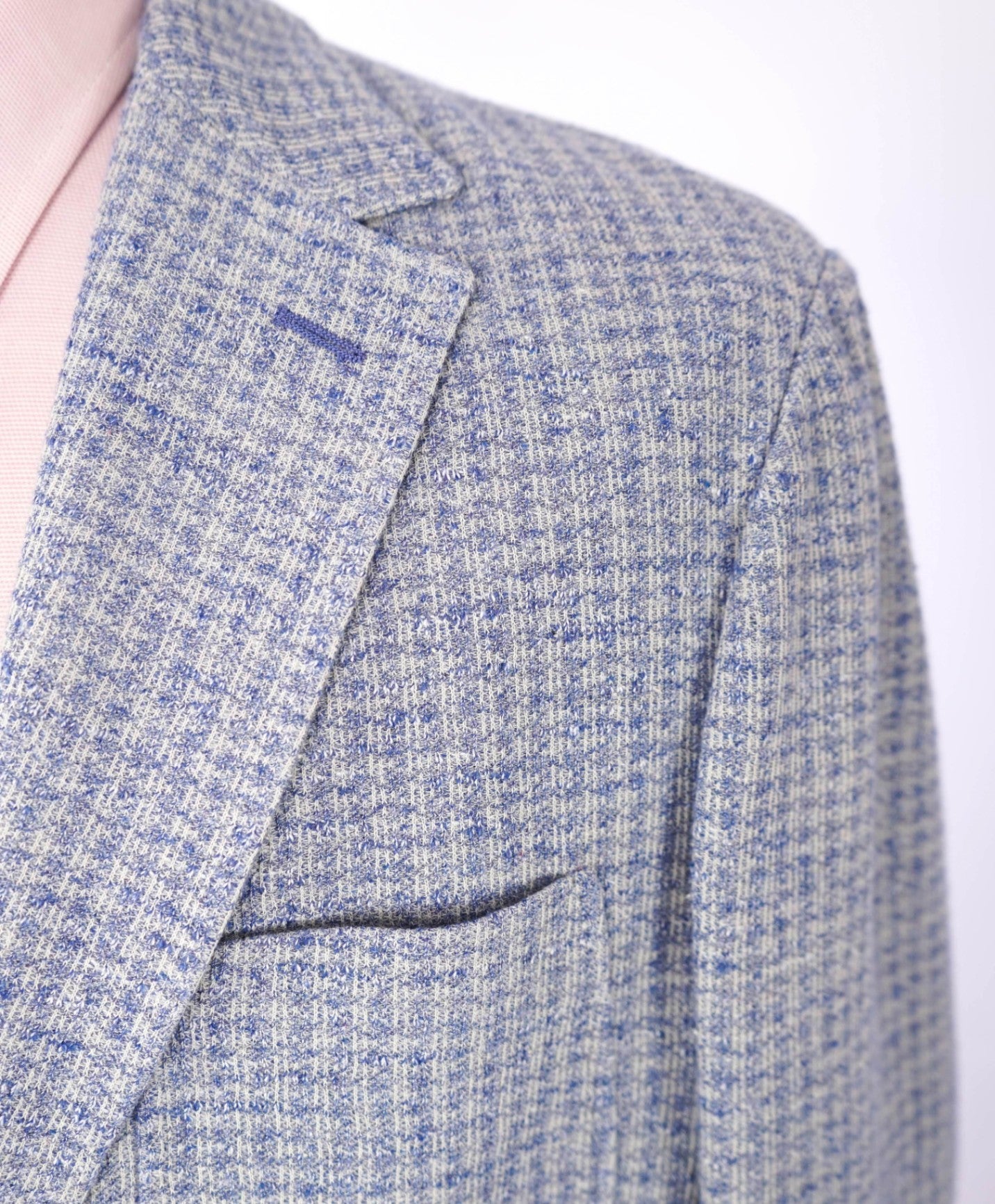 $1,895 CANALI - Textured Light Blue Cotton/Linen Sport Coat - 42R