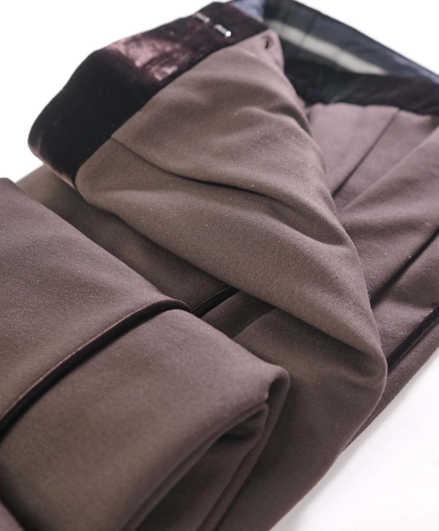 $825 GIORGIO ARMANI - Brown Velvet Tipped Dinner Pants - 38W