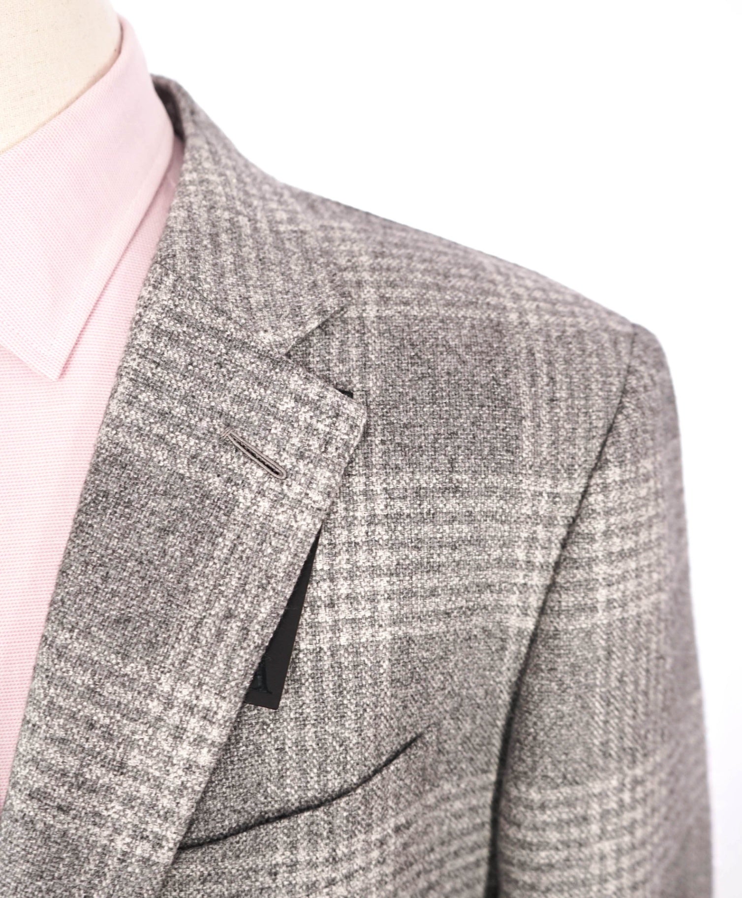 $4,650 Zegna XXX - Gray Plaid Silk/ 49% Cashmere Blazer - 44R