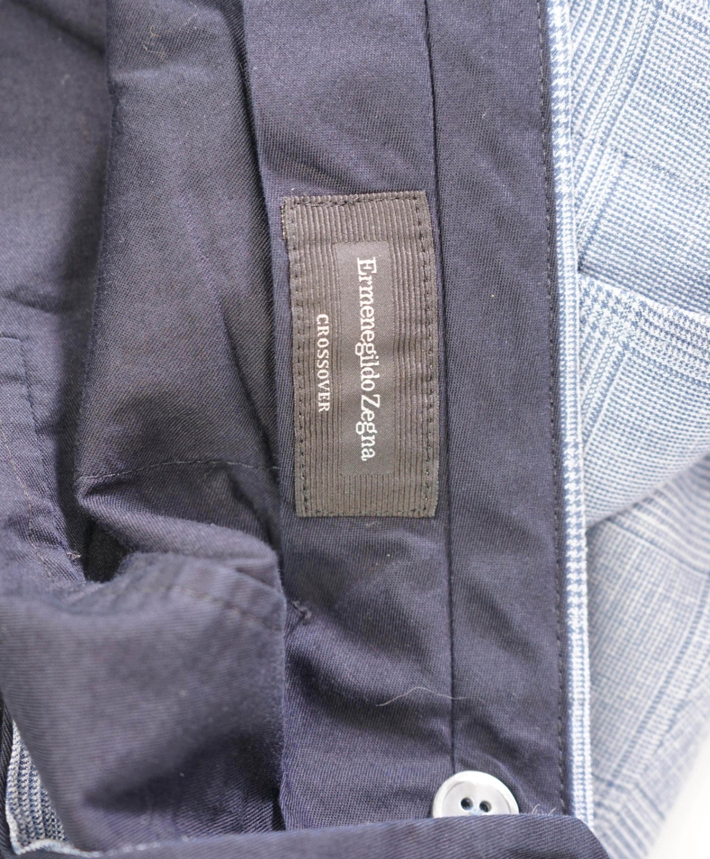 $895 ZEGNA - "CROSSOVER" Light Blue Plaid Wool/Linen/Silk Pants - 38W