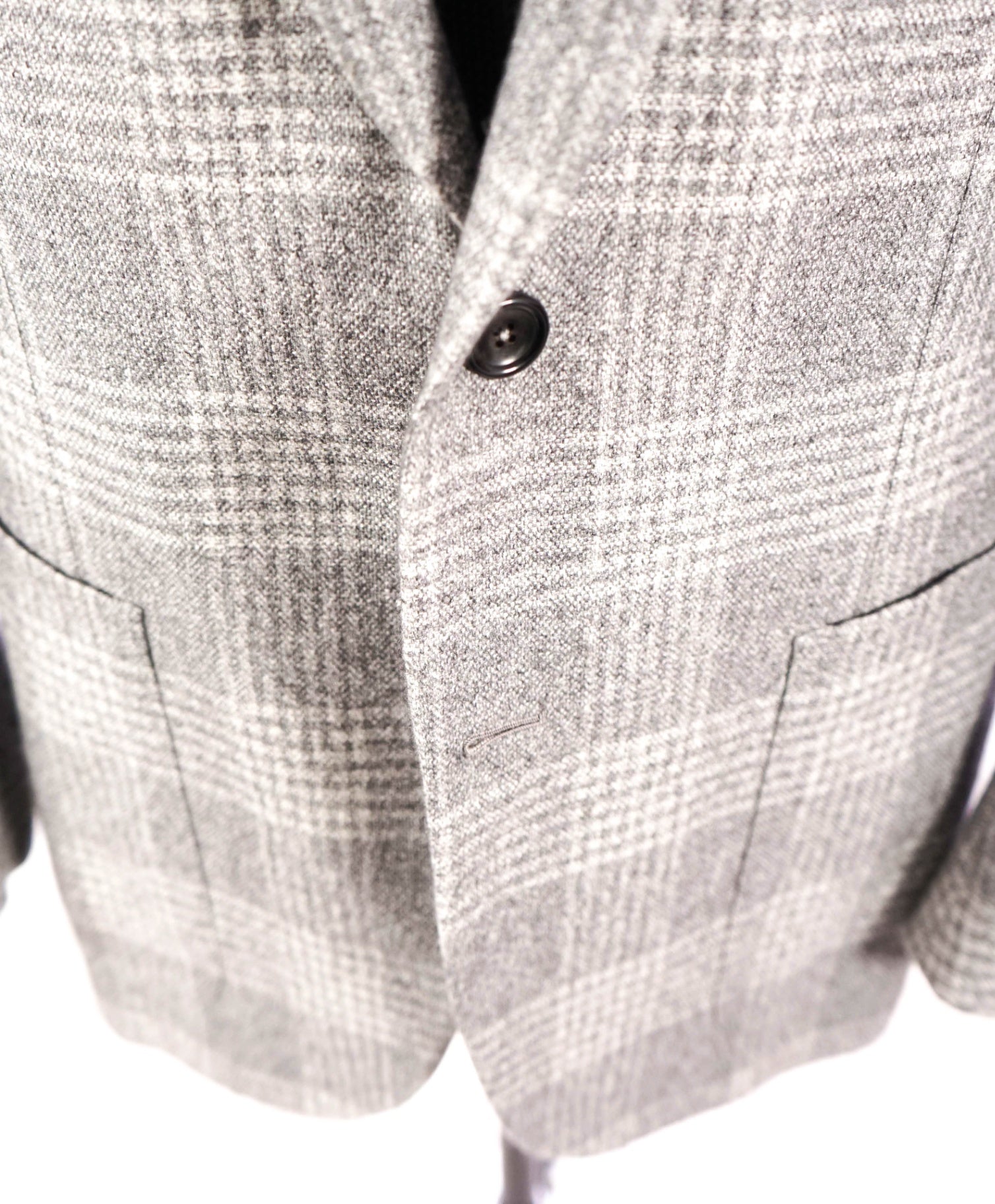 $4,650 Zegna XXX - Gray Plaid Silk/ 49% Cashmere Blazer - 44R