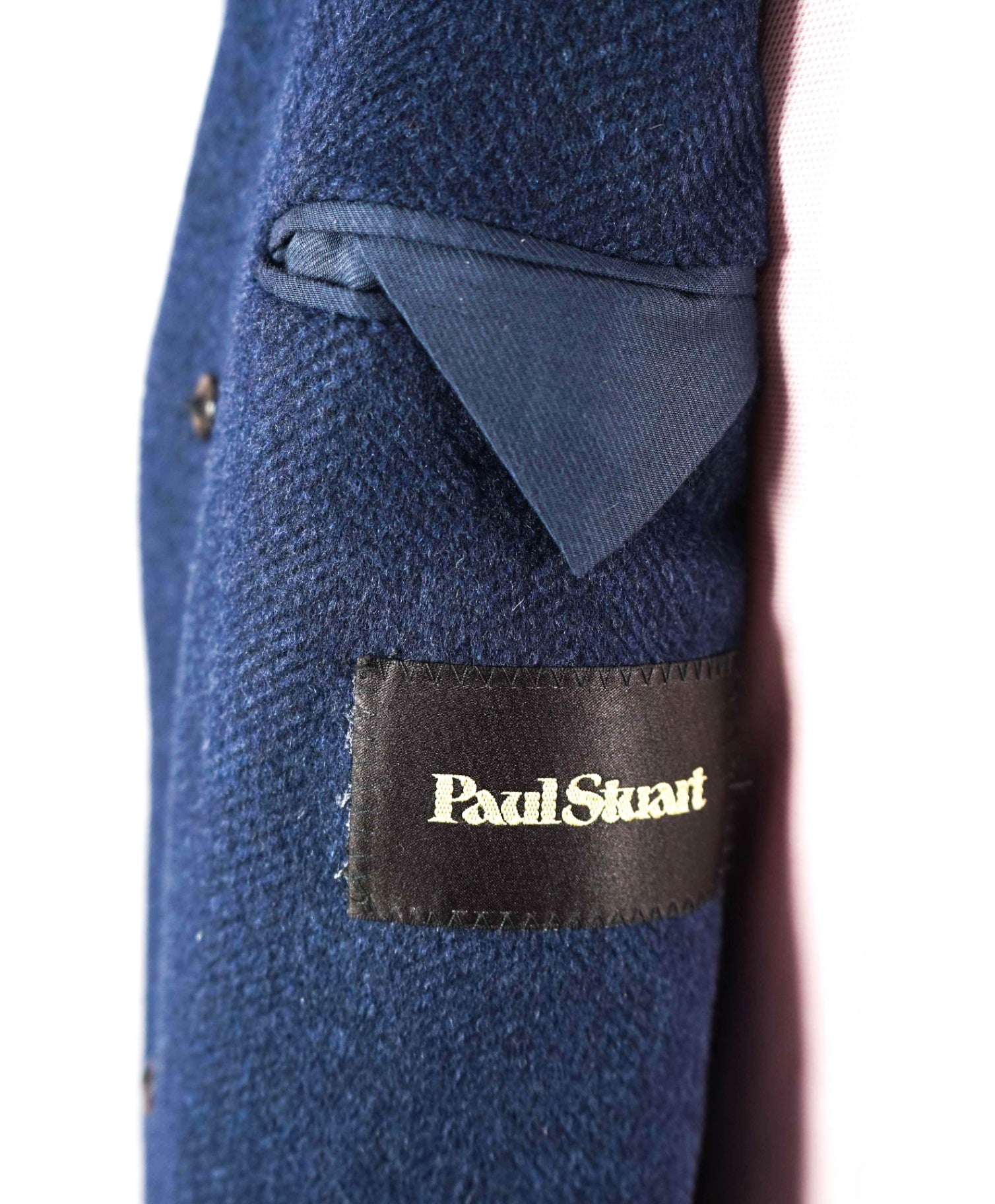$2,495 PAUL STUART - Blue Herringbone Wool/Cashmere Top Coat - 46R