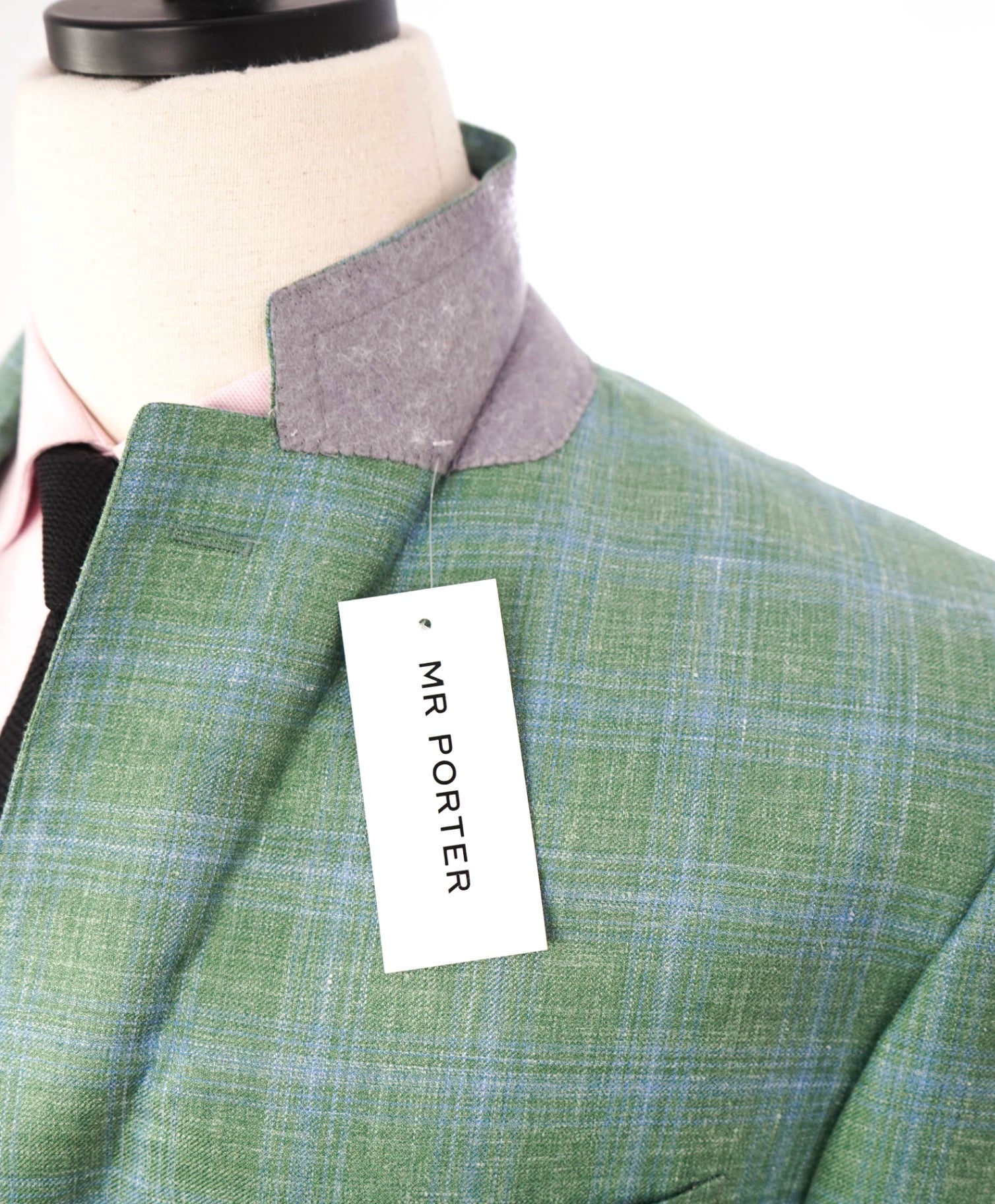 $2,195 CANALI - Green & Blue Plaid Wool/Silk/Linen Blazer - 44L