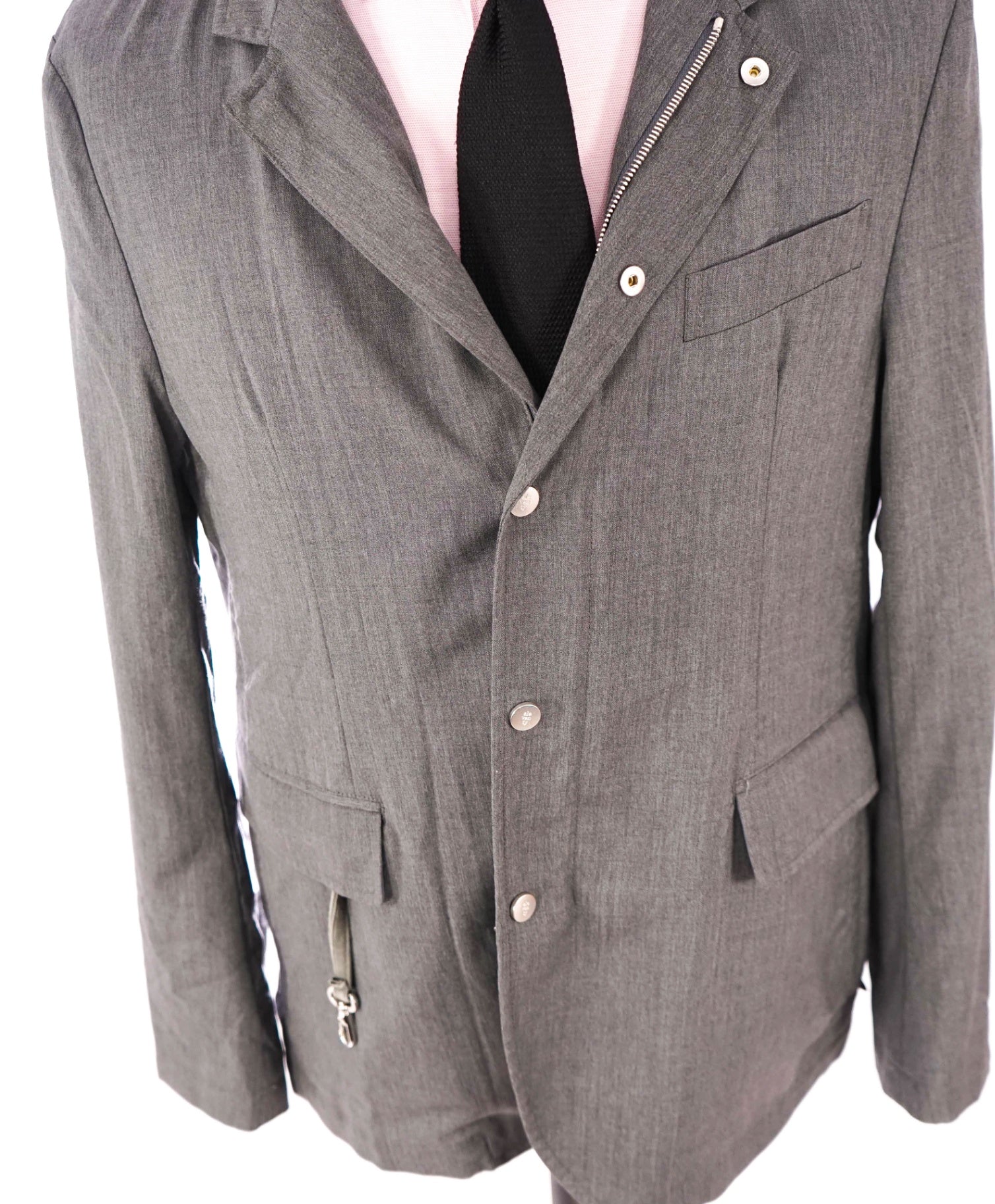 $1,995 ELEVENTY - "LORO PIANA" Solid Gray Wool Blazer/Jacket - L