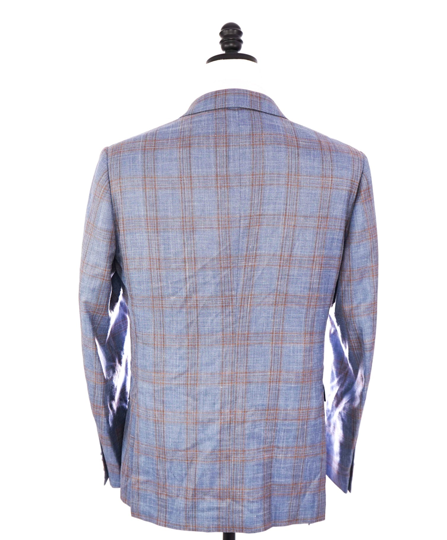 $3,295 ZEGNA - Blue Plaid Wool/Silk/Linen Blazer - 40R