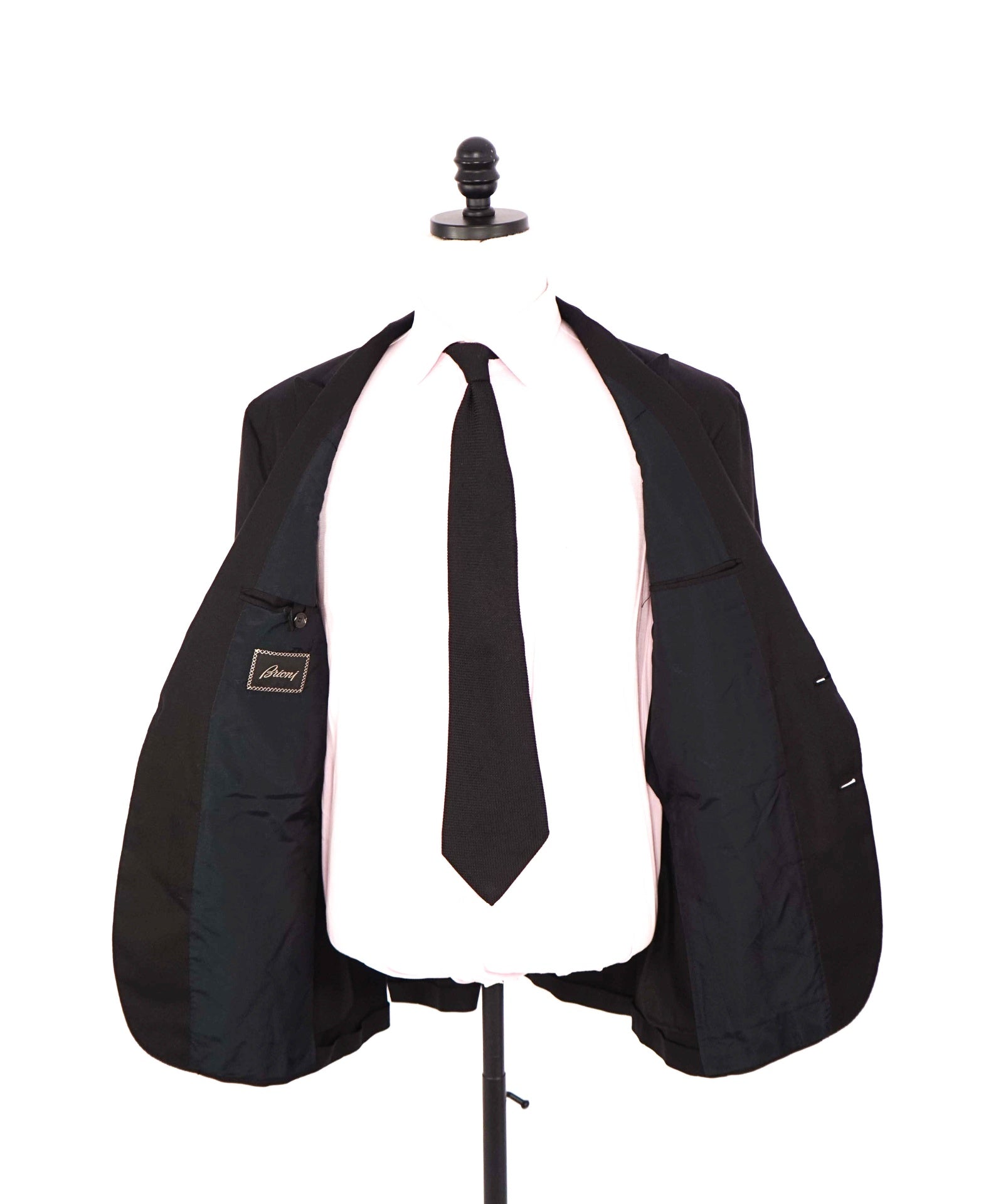 $8,960 BRIONI - Textured Black Peak Lapel *PURE SILK* Blazer - 44R