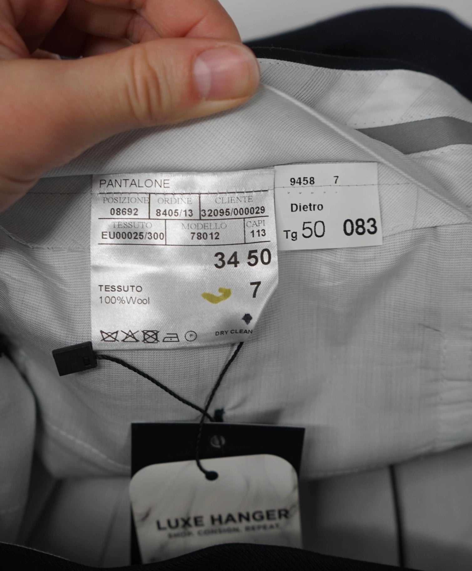 $625 Canali - Solid Navy Blue Wool Flat Front Dress Pants - 34W