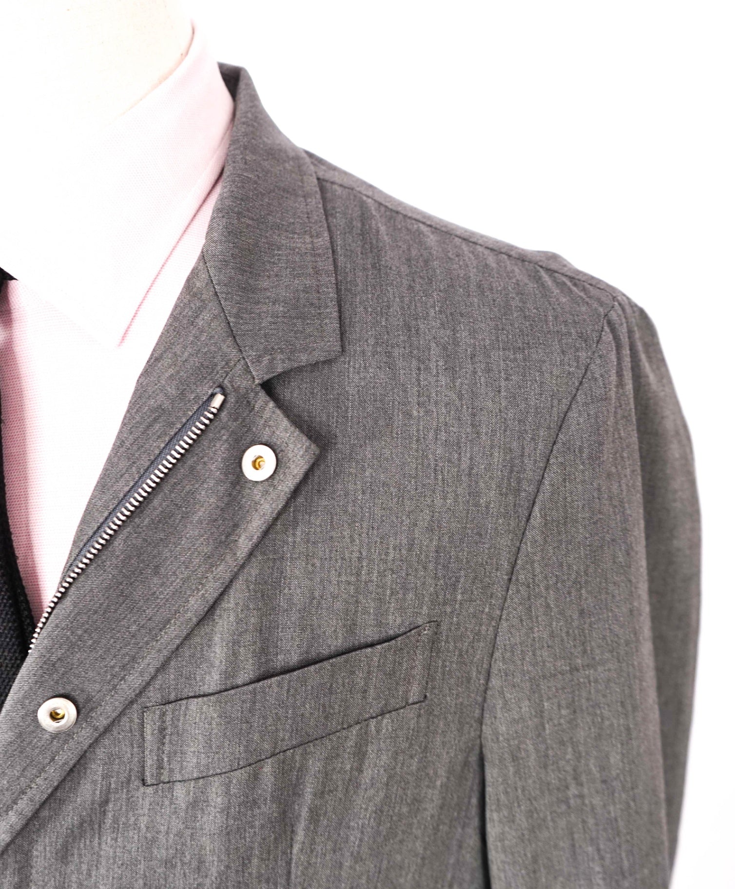 $1,995 ELEVENTY - "LORO PIANA" Solid Gray Wool Blazer/Jacket - L