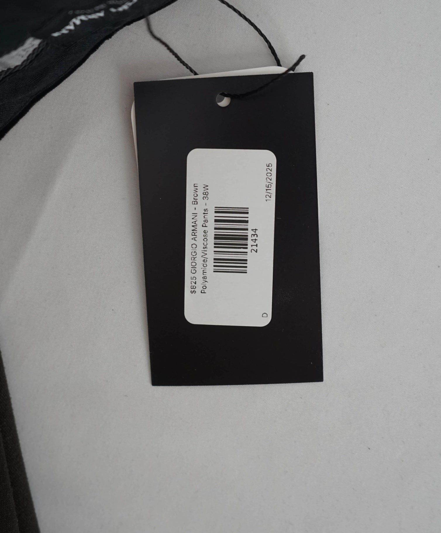 $825 GIORGIO ARMANI - Brown Velvet Tipped Dinner Pants - 38W