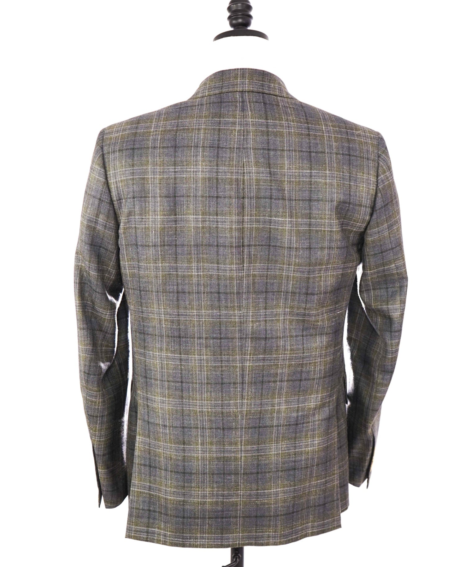 $5,225 ISAIA - Green Cashmere/Silk/Linen Double Breasted Blazer -38R