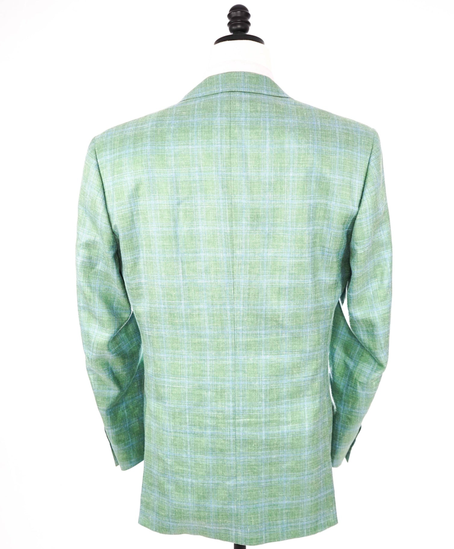 $2,195 CANALI - Green & Blue Plaid Wool/Silk/Linen Blazer - 44L