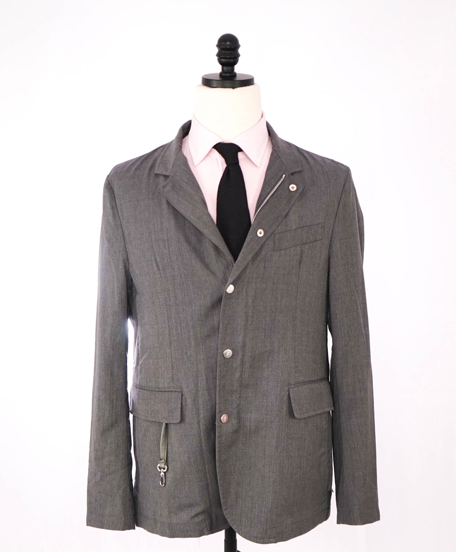 $1,995 ELEVENTY - "LORO PIANA" Solid Gray Wool Blazer/Jacket - L