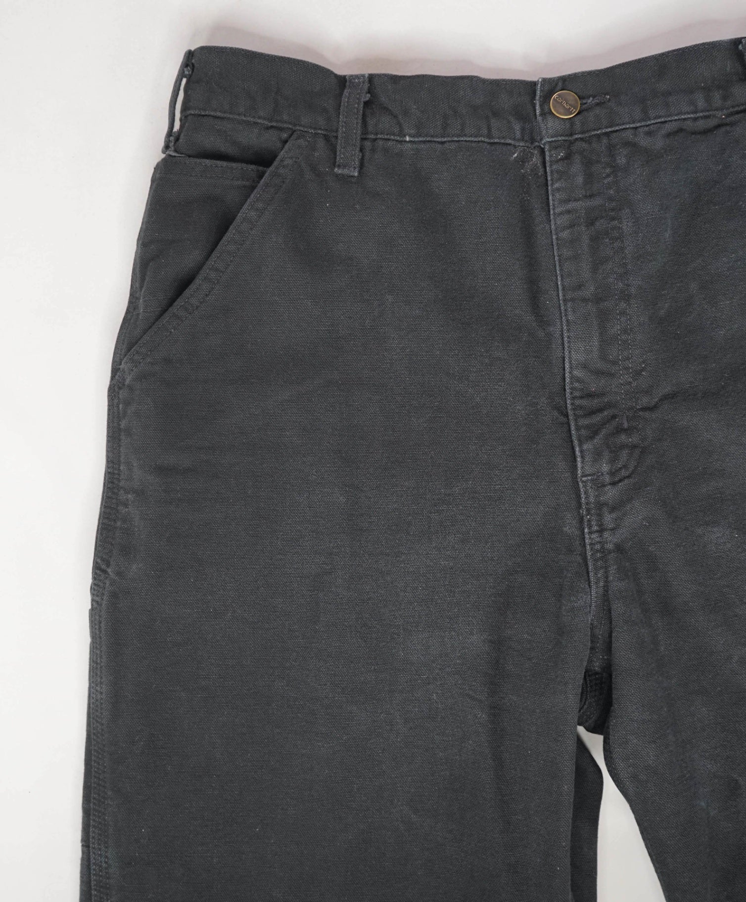CARHARTT - Solid Black Cotton Flannel Lined Work Pants - 33W