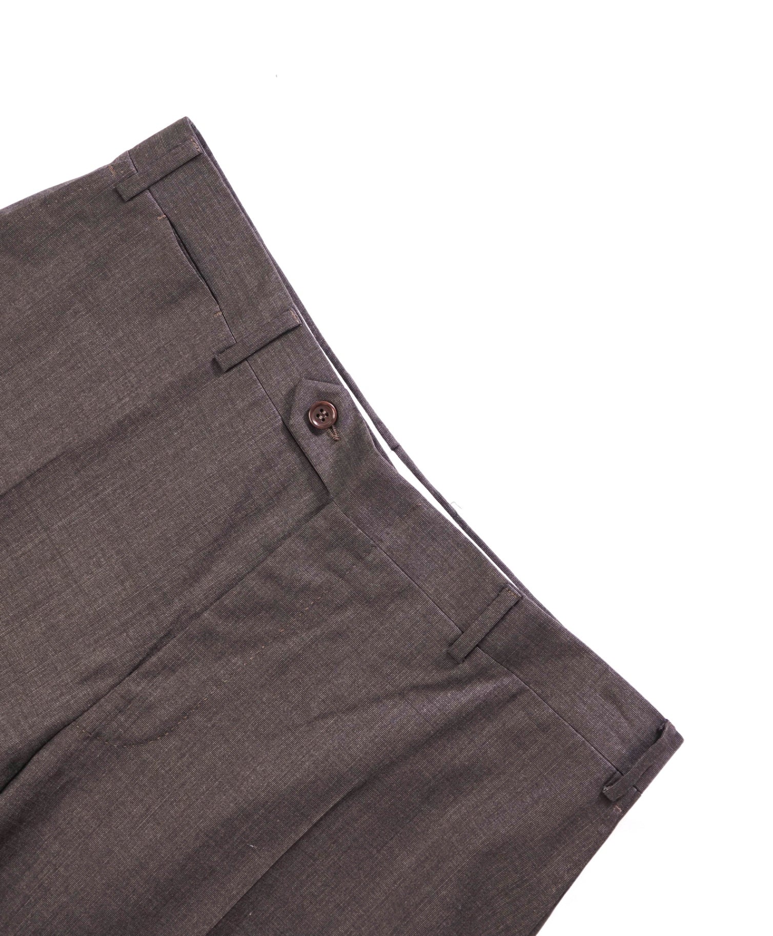 $625 CANALI - Solid Brown Wool Flat Front Dress Pants - 34W