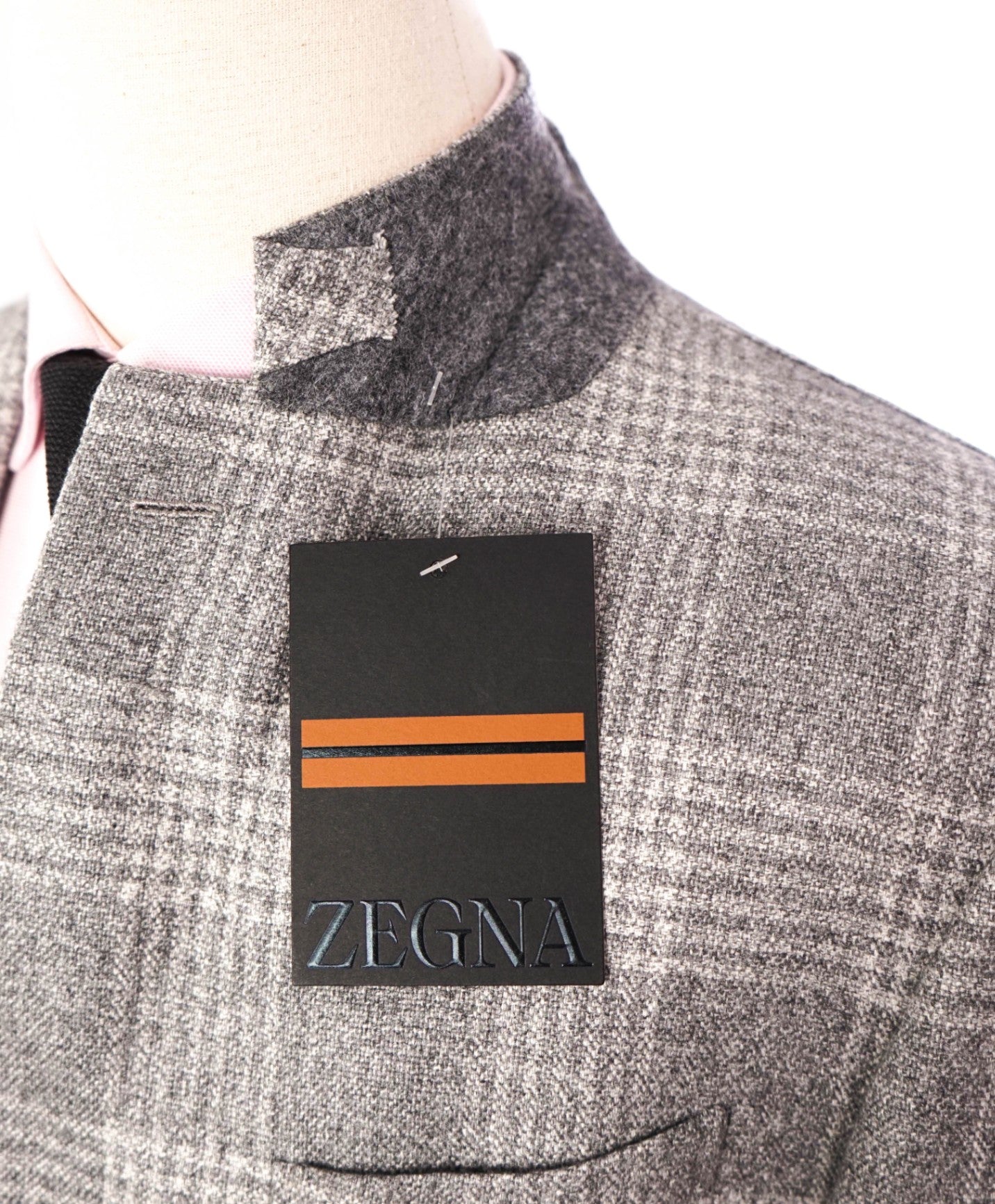 $4,650 Zegna XXX - Gray Plaid Silk/ 49% Cashmere Blazer - 44R