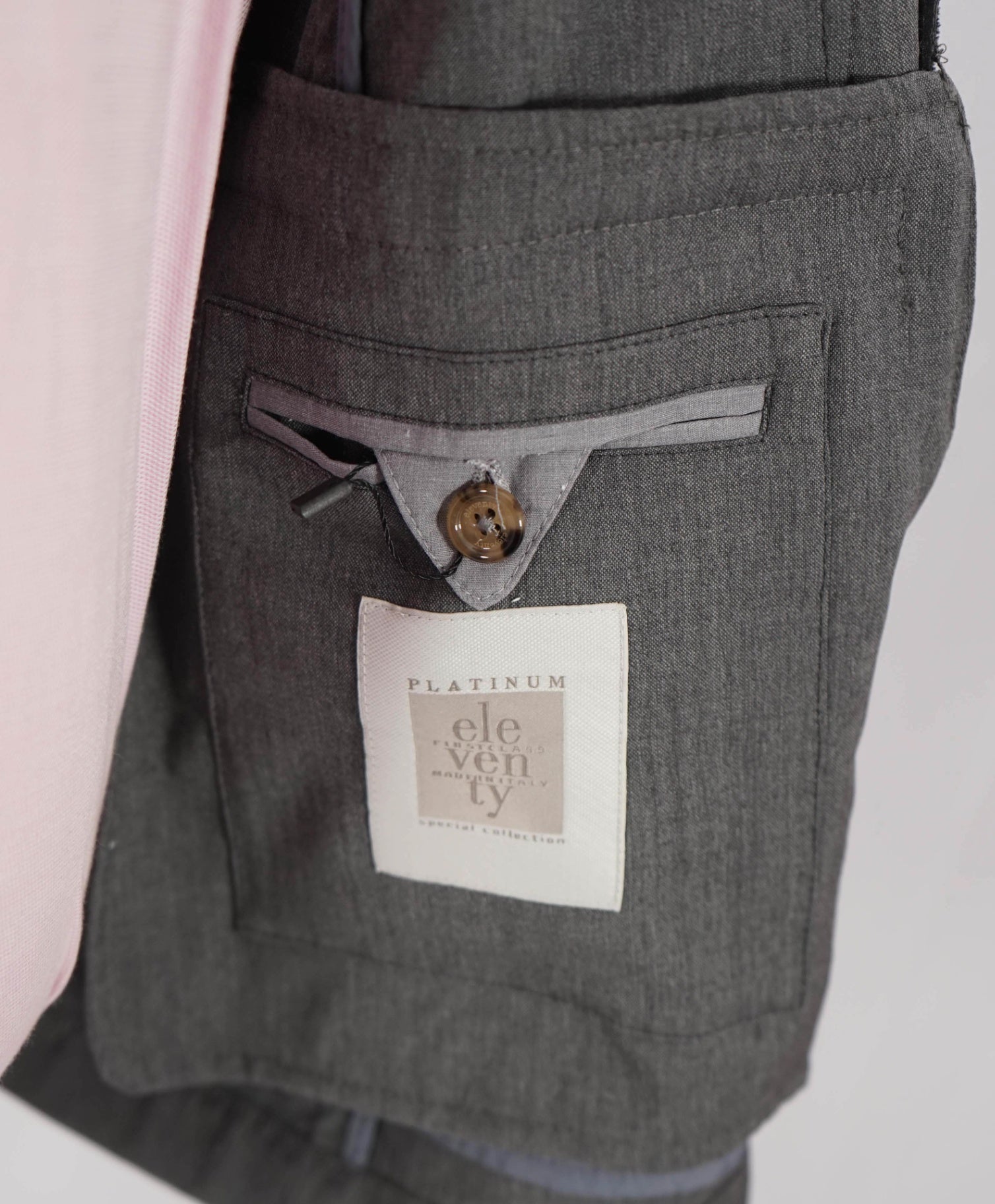 $1,995 ELEVENTY - "LORO PIANA" Solid Gray Wool Blazer/Jacket - L