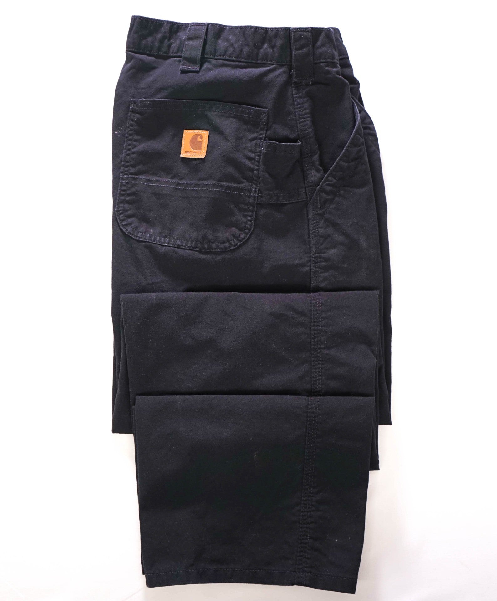 CARHARTT - Solid Black Cotton Flannel Lined Work Pants - 33W