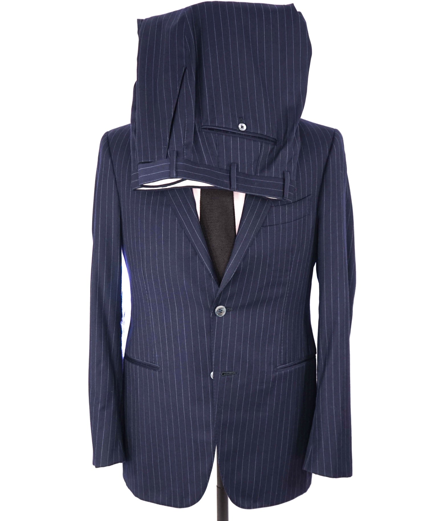 $4,995 ISAIA - Blue Stripe Flannel Wool/Silk Suit - Custom: Fits 40R (52EU Tag)