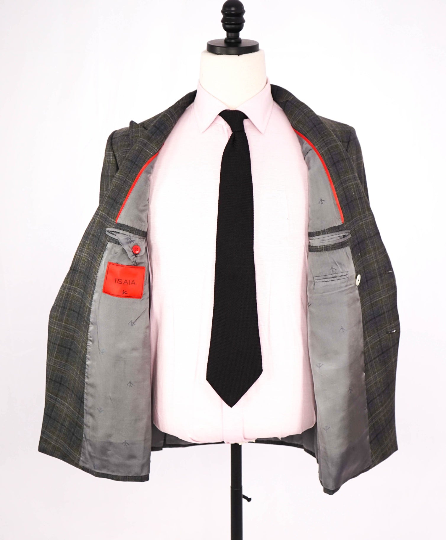 $5,225 ISAIA - Green Cashmere/Silk/Linen Double Breasted Blazer -38R