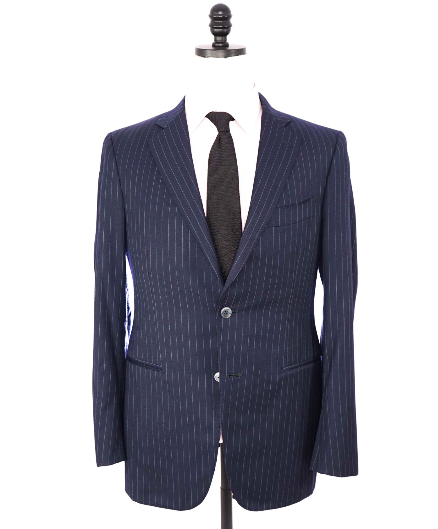 $4,995 ISAIA - Blue Stripe Flannel Wool/Silk Suit - Custom: Fits 40R (52EU Tag)