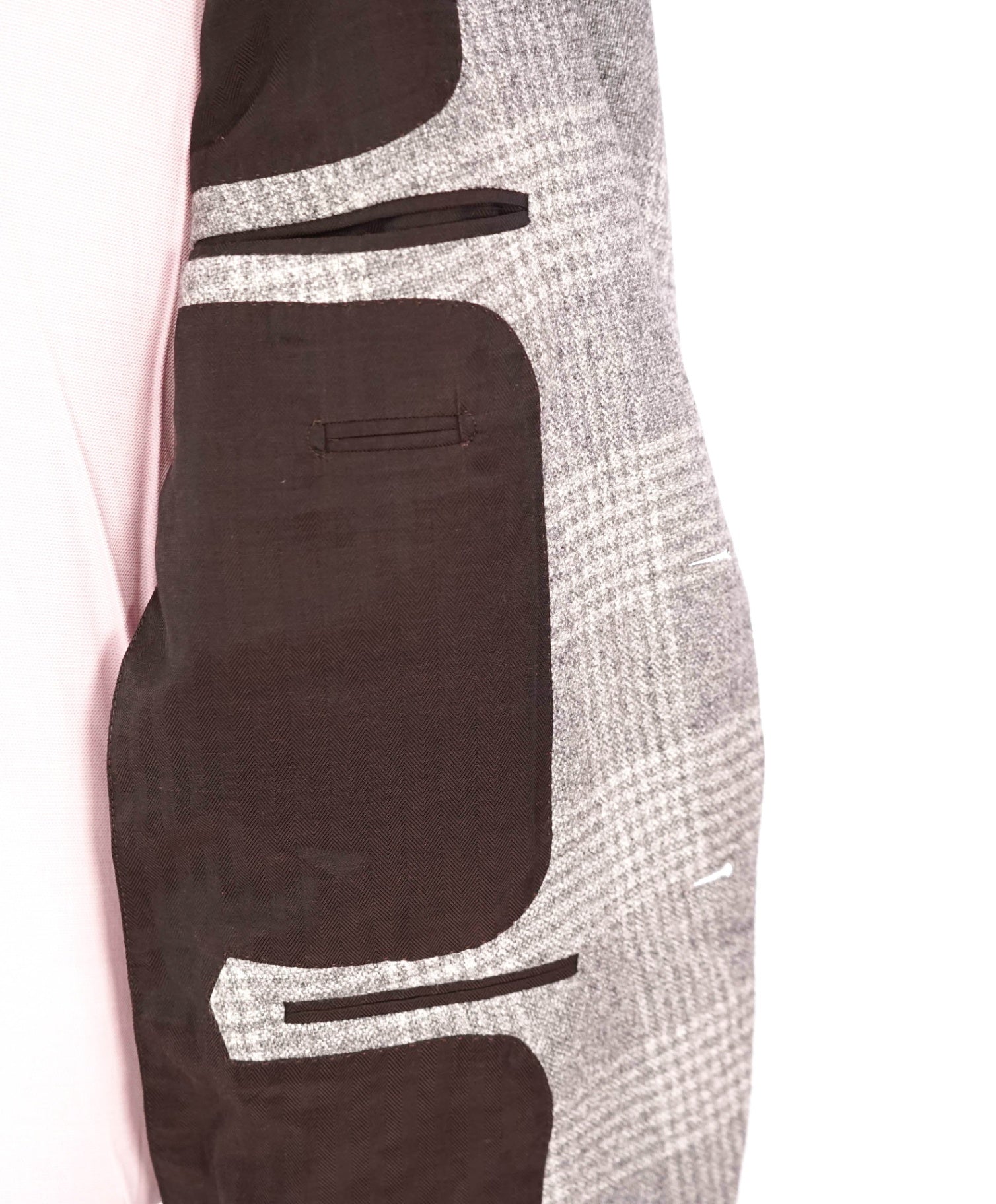 $4,650 Zegna XXX - Gray Plaid Silk/ 49% Cashmere Blazer - 44R