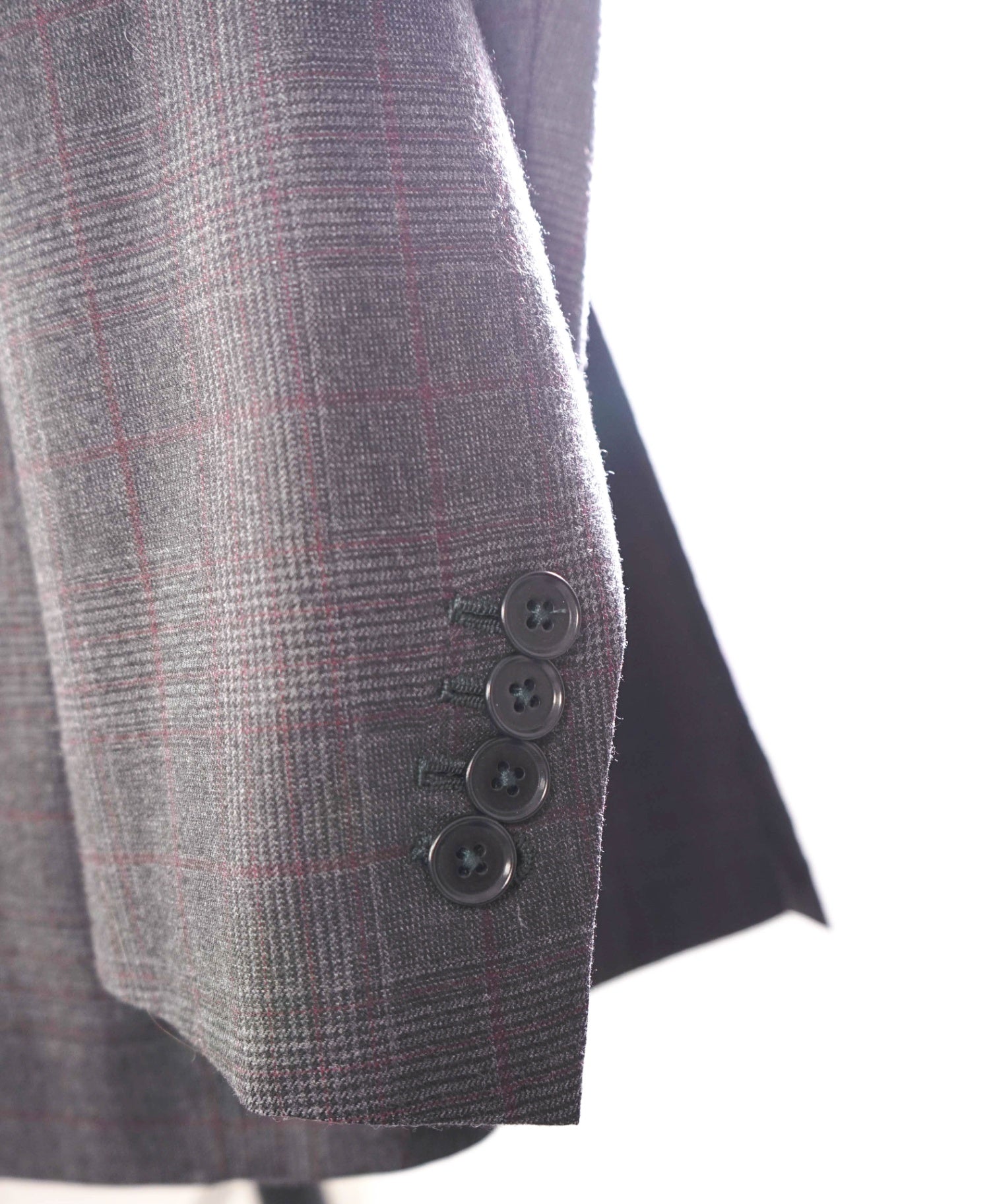 $5,400 ISAIA - Gray/Red Check Peak Lapel Suit - Custom: Fits 40R (52EU Tag)