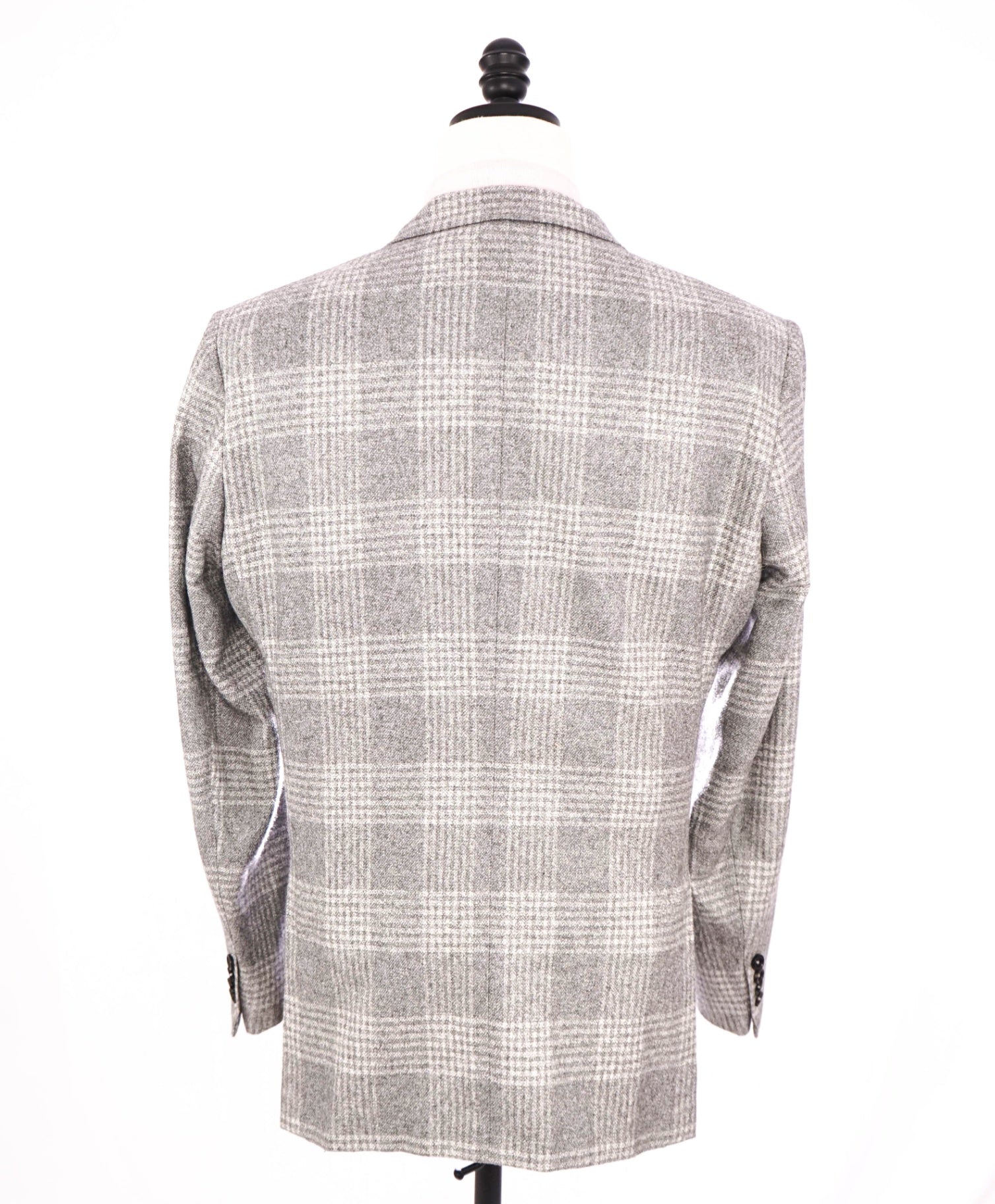 $4,650 Zegna XXX - Gray Plaid Silk/ 49% Cashmere Blazer - 44R