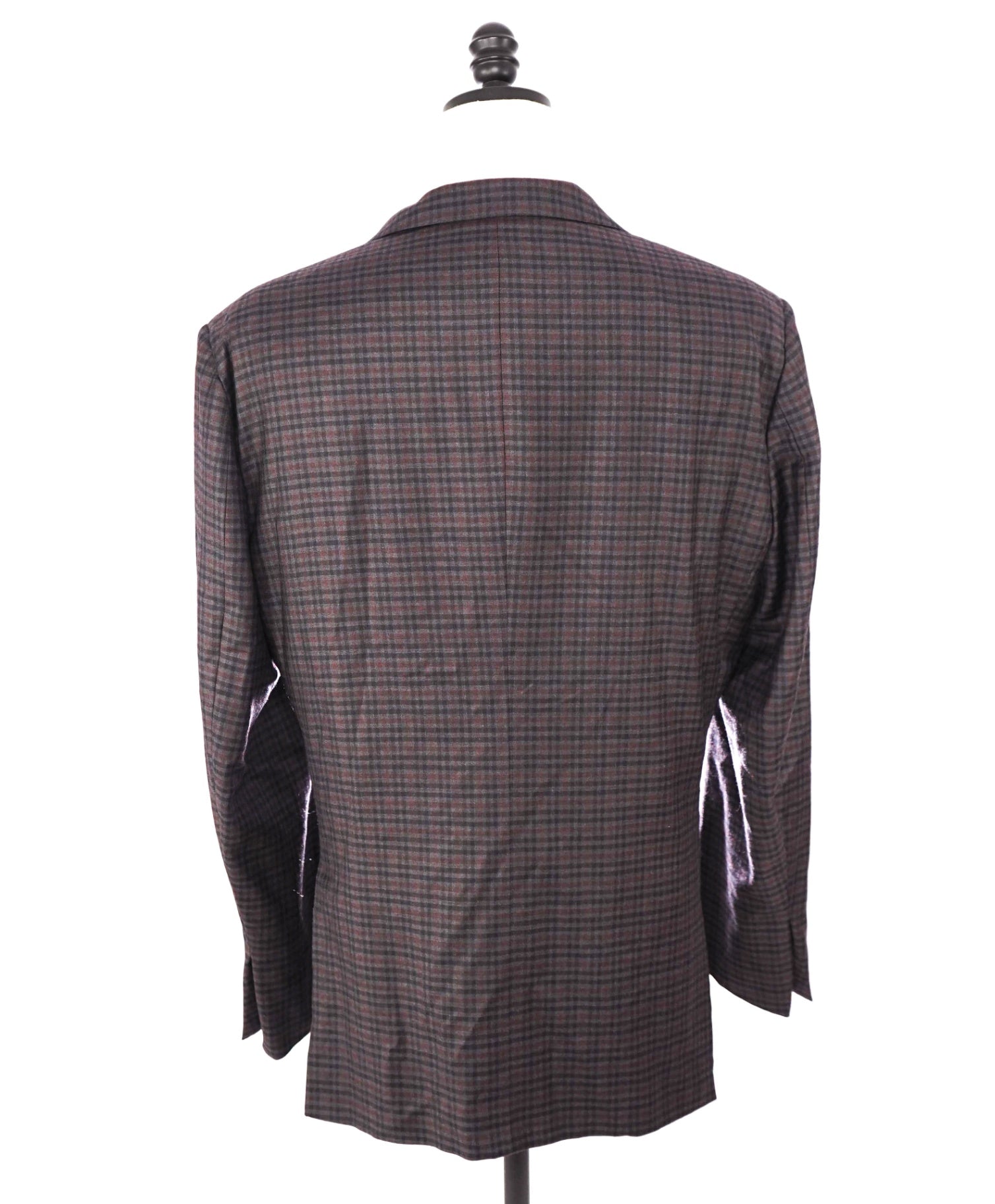 $3,290 ZEGNA - "TROFEO LIGHT" Gray / Red Check Wool Blazer - 48R