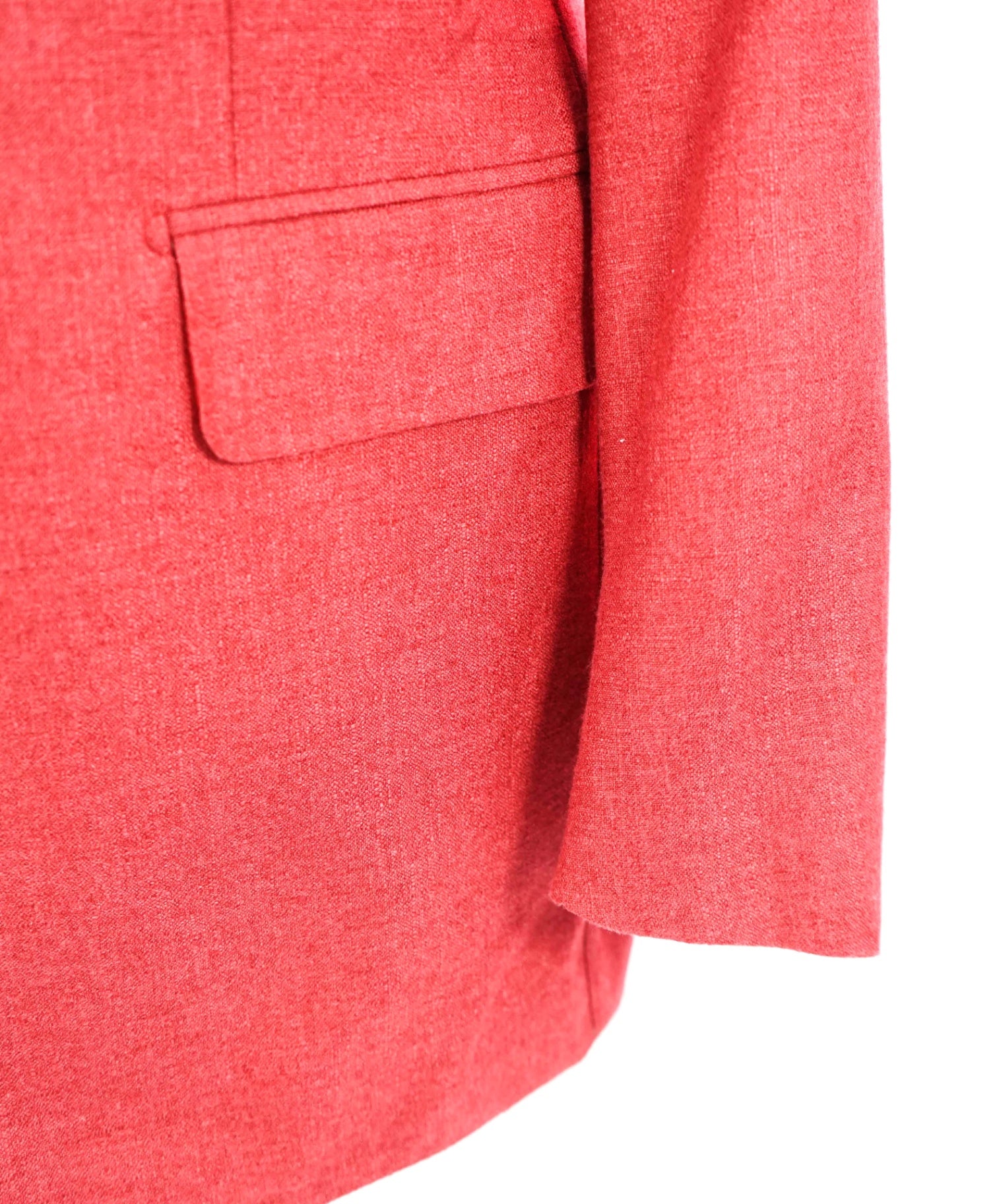 $4,695 ISAIA - Solid Coral Red Silk/ 48% Cashmere Blazer - 44L