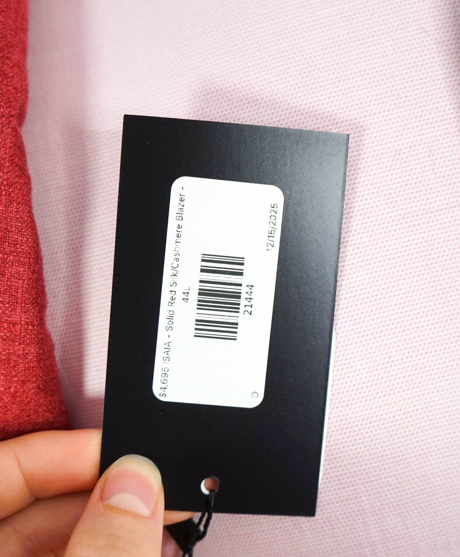 $4,695 ISAIA - Solid Coral Red Silk/ 48% Cashmere Blazer - 44L