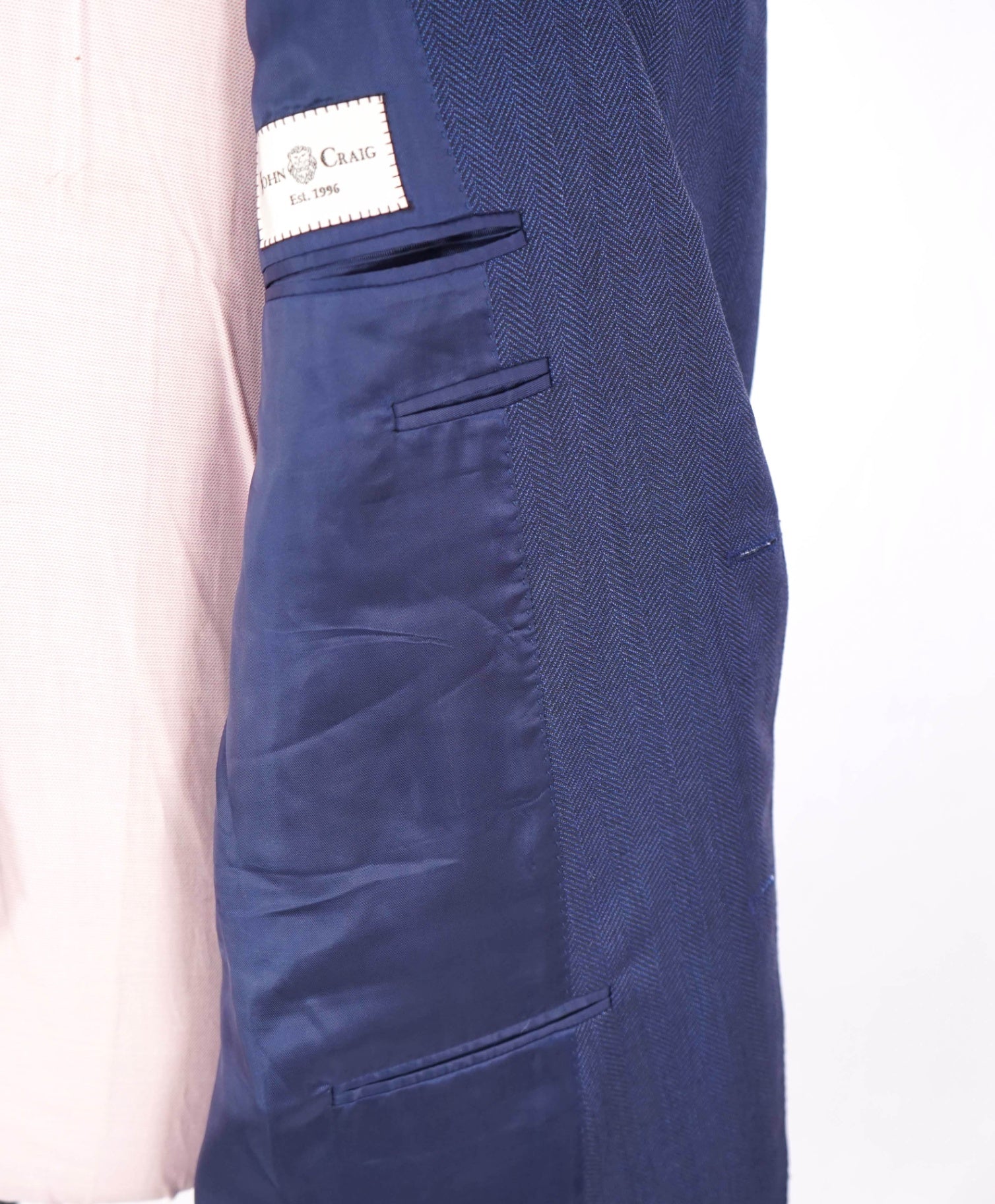 $1,895 CANALI - Blue Herringbone Wool Blazer - 46R