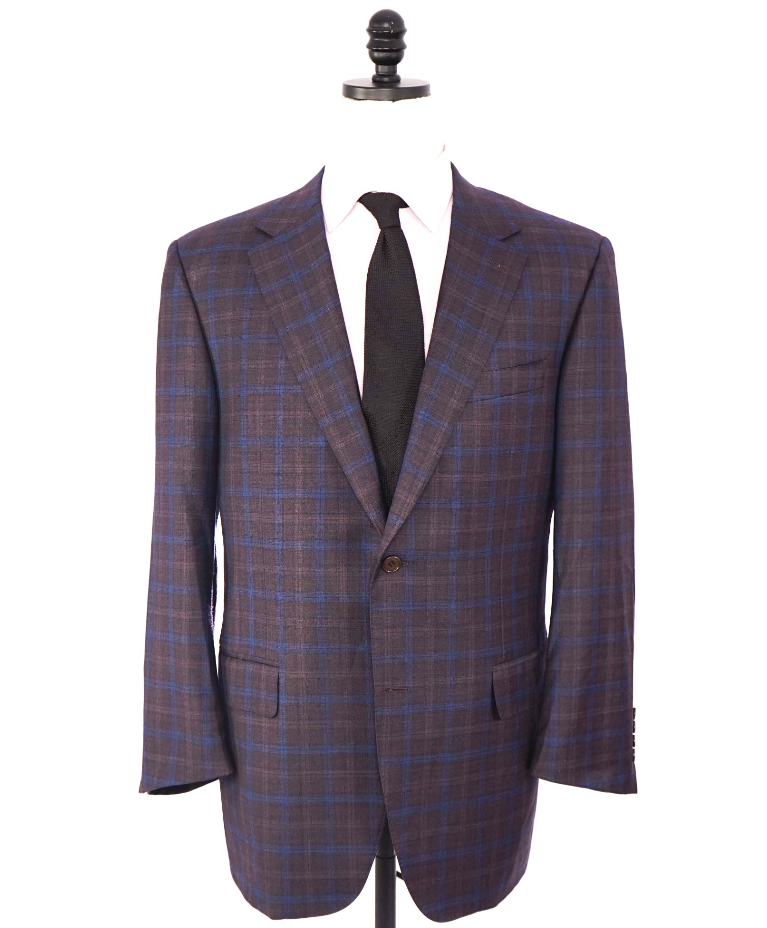 $1,895 CANALI - Purple/Blue Plaid Wool Blazer - 46R