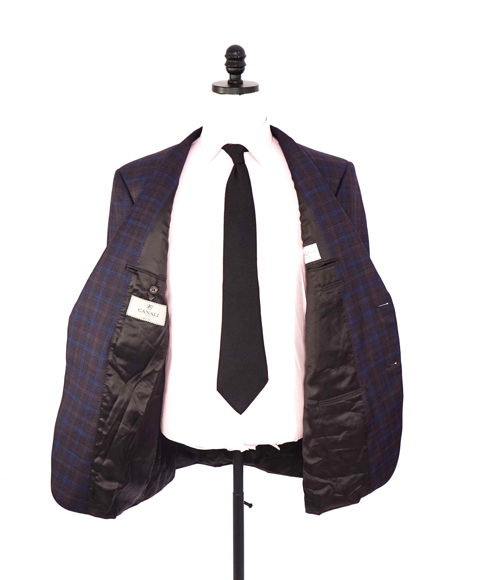 $1,895 CANALI - Purple/Blue Plaid Wool Blazer - 46R