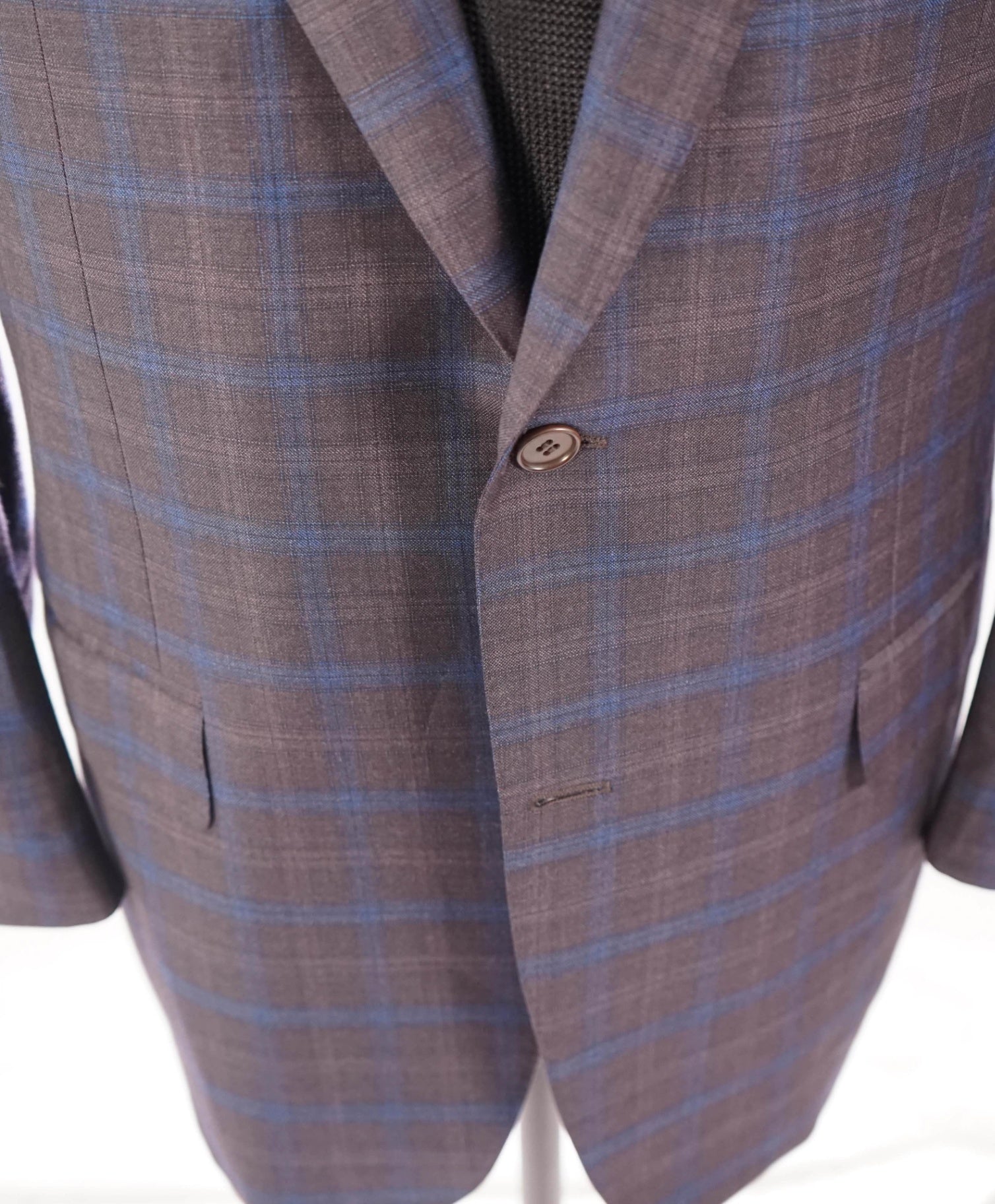 $1,895 CANALI - Purple/Blue Plaid Wool Blazer - 46R