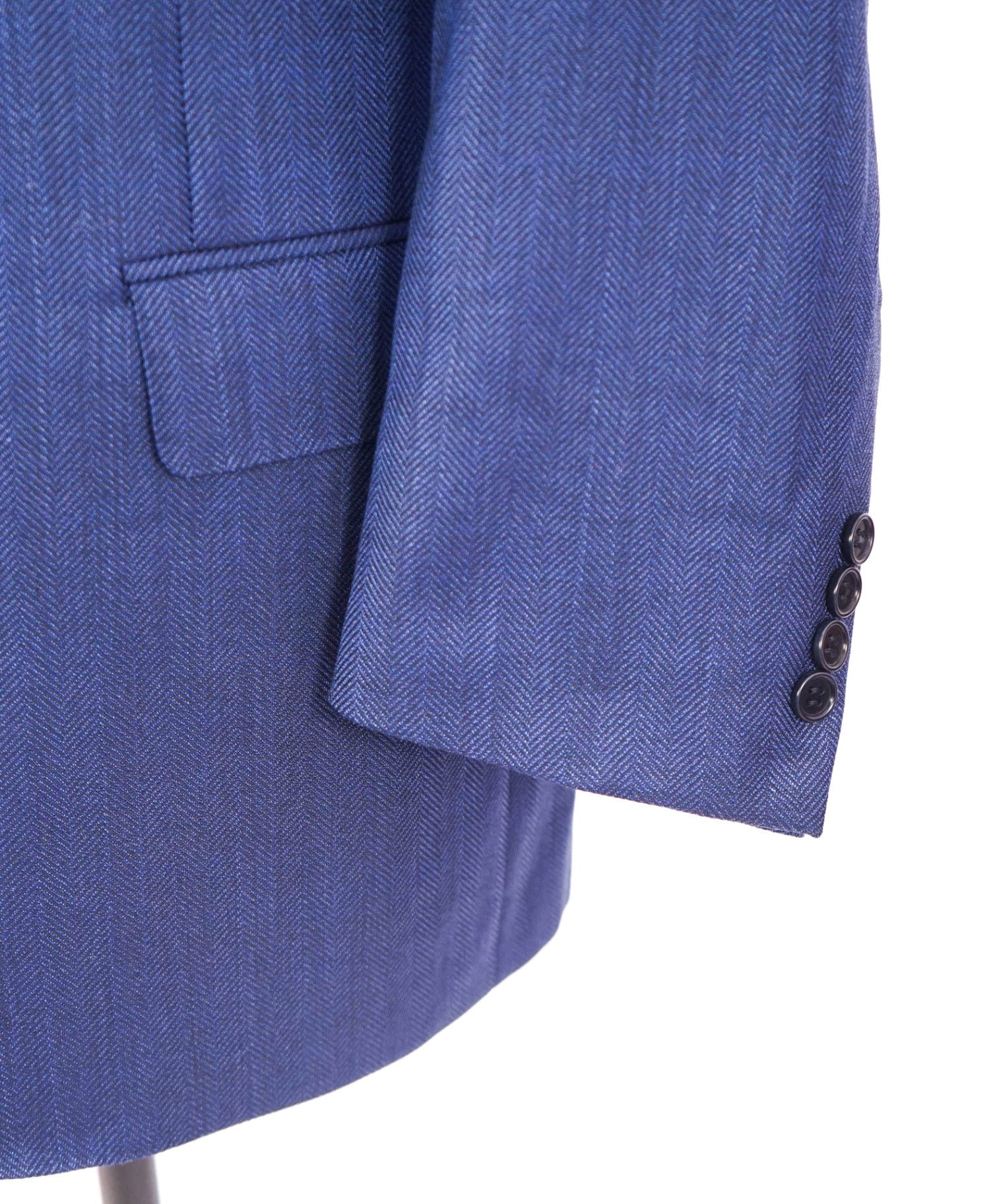 $1,895 CANALI - Blue Herringbone Wool Blazer - 46R