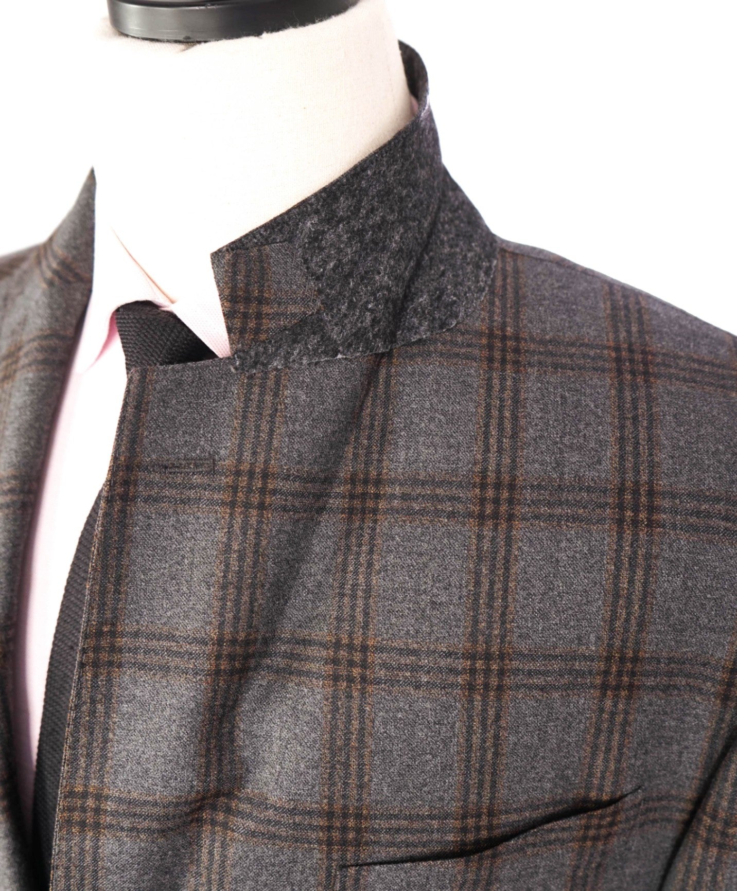$798 ZANELLA - Gray/Brown Plaid Wool Sport Coat - 46R