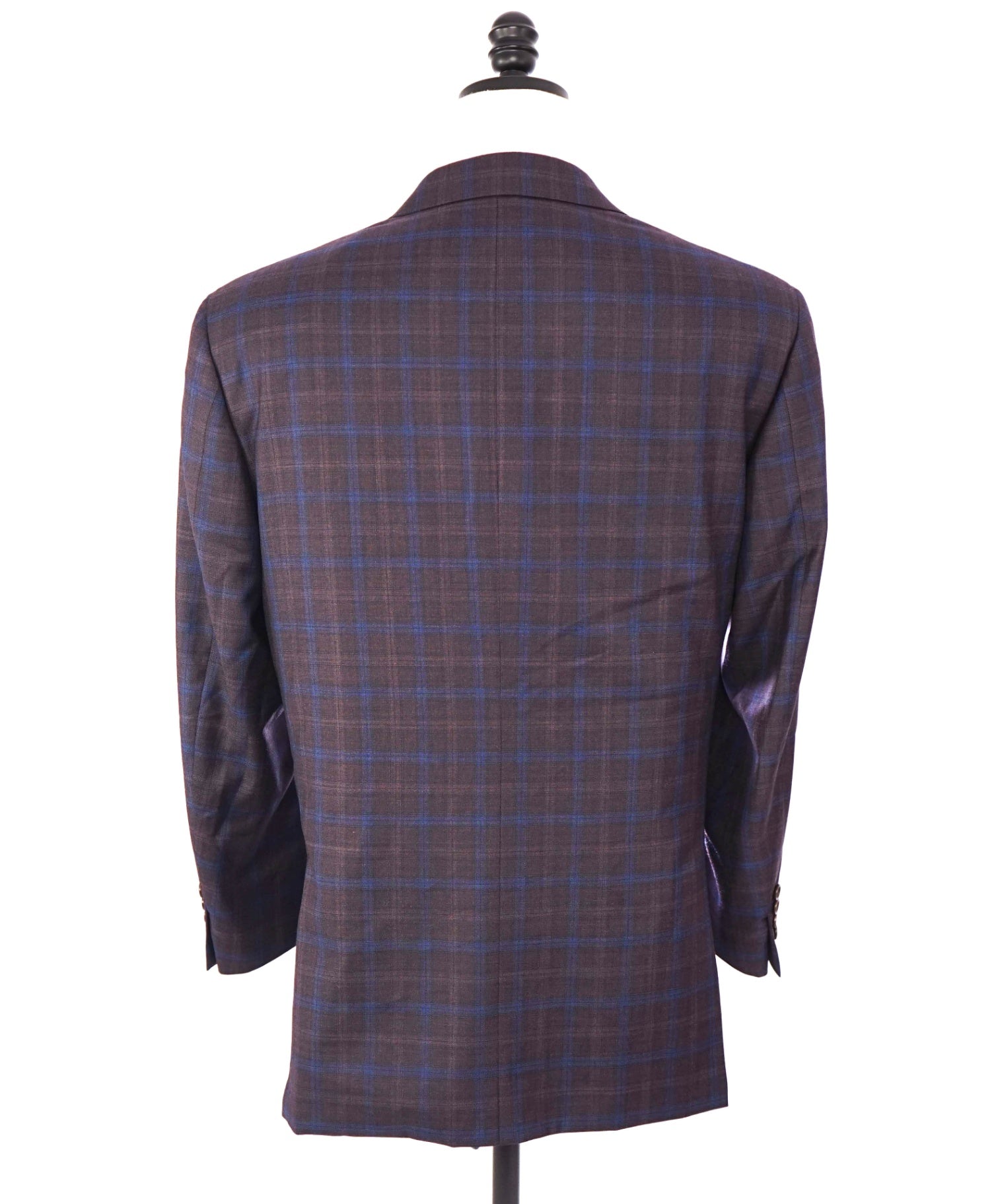 $1,895 CANALI - Purple/Blue Plaid Wool Blazer - 46R