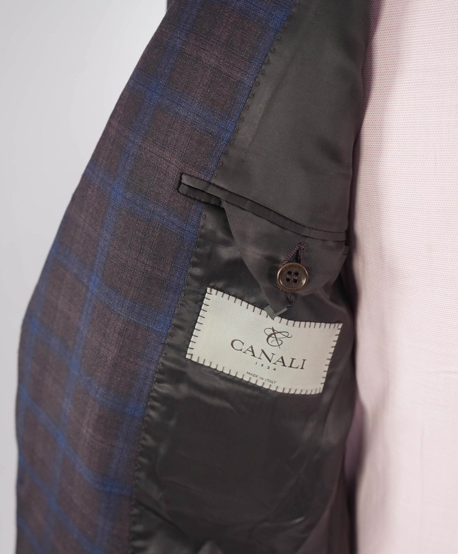 $1,895 CANALI - Purple/Blue Plaid Wool Blazer - 46R