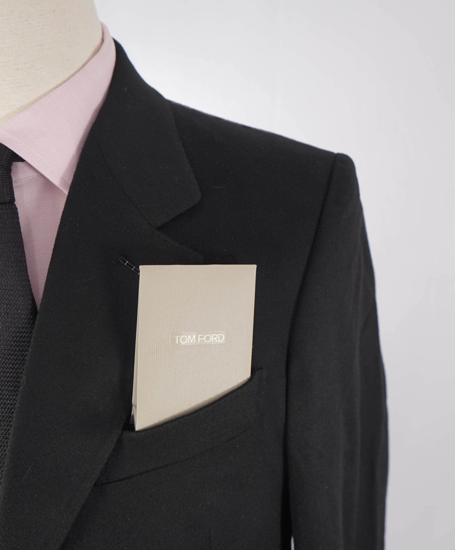 $7,990 TOM FORD - Solid Black 100% Cashmere Top Coat - 38R