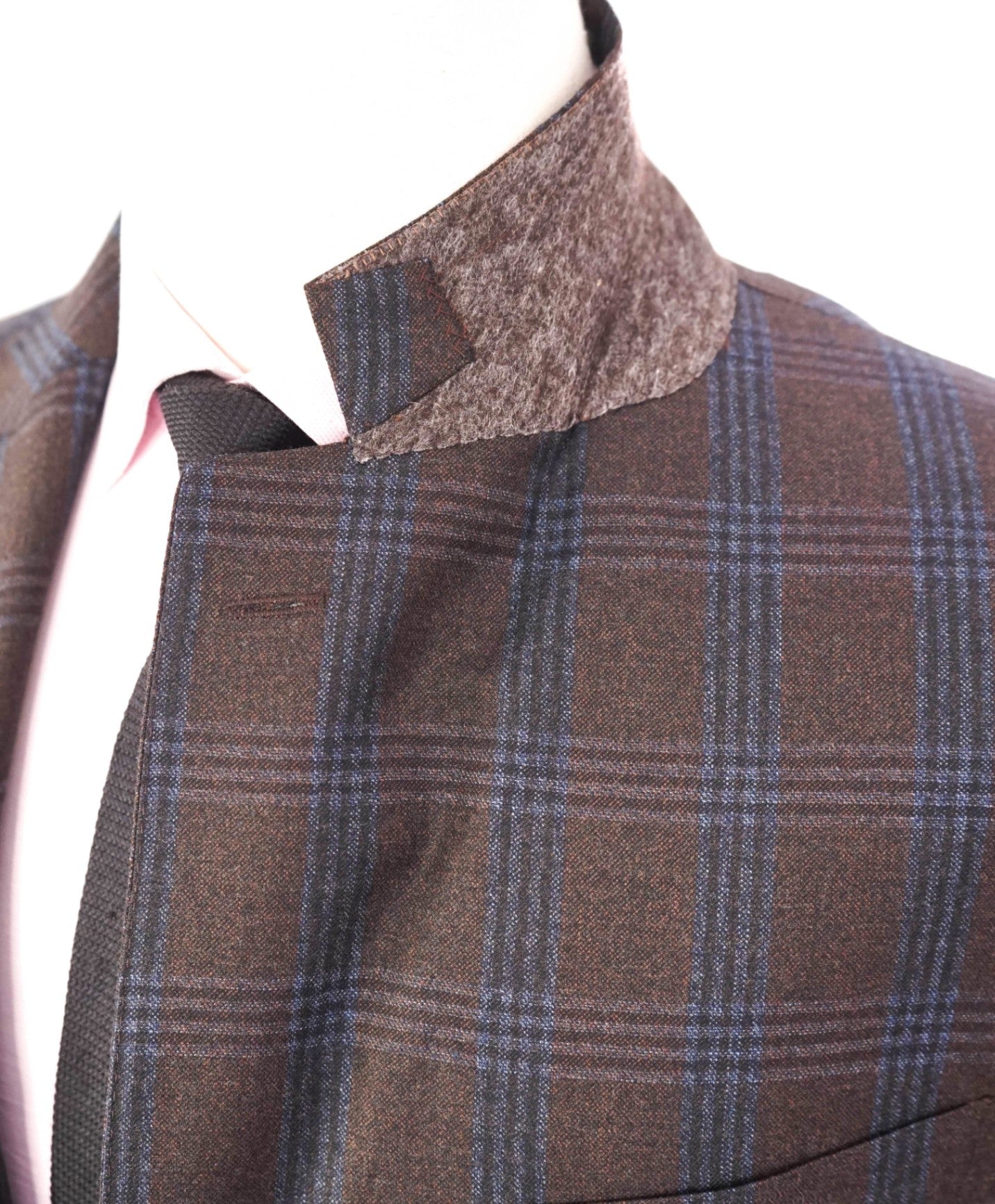 $798 ZANELLA - Brown/Blue Plaid Wool Sport Coat - 46R