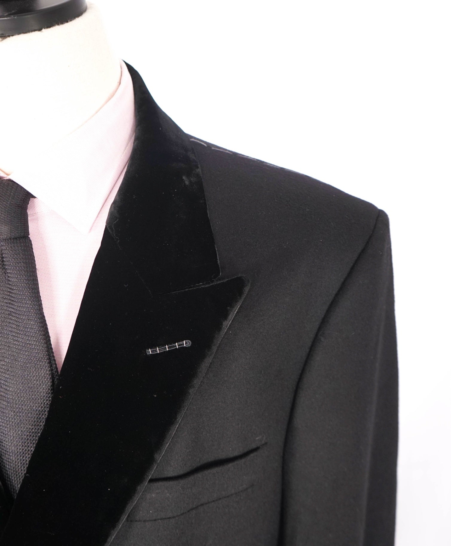 $10,950 TOM FORD - Black Double Breasted Velvet 100% Cashmere Top Coat - 38R