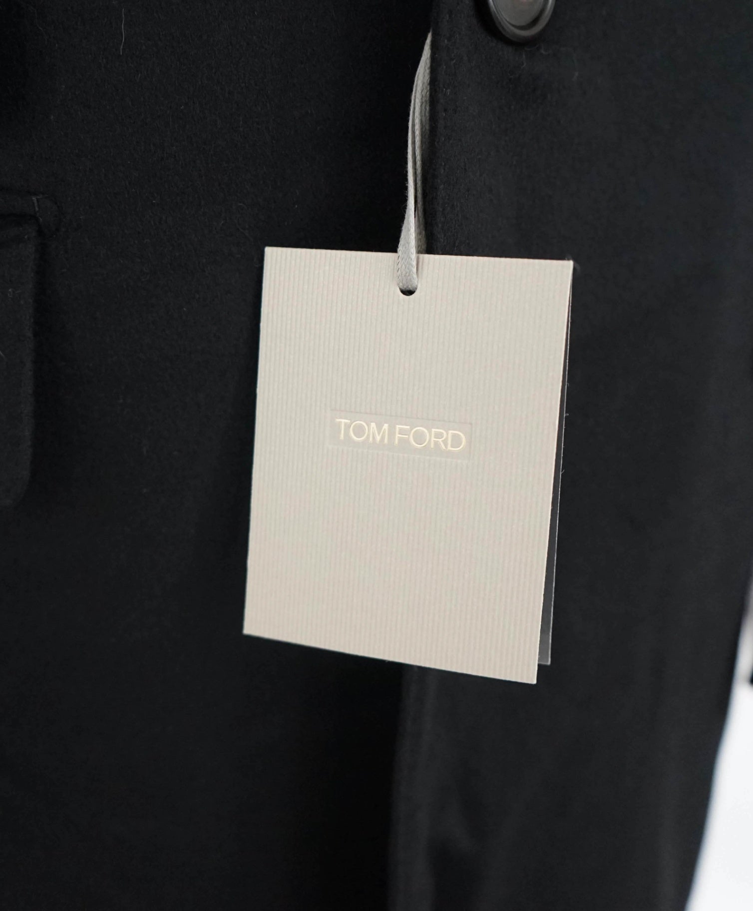 $7,990 TOM FORD - Solid Black 100% Cashmere Top Coat - 38R