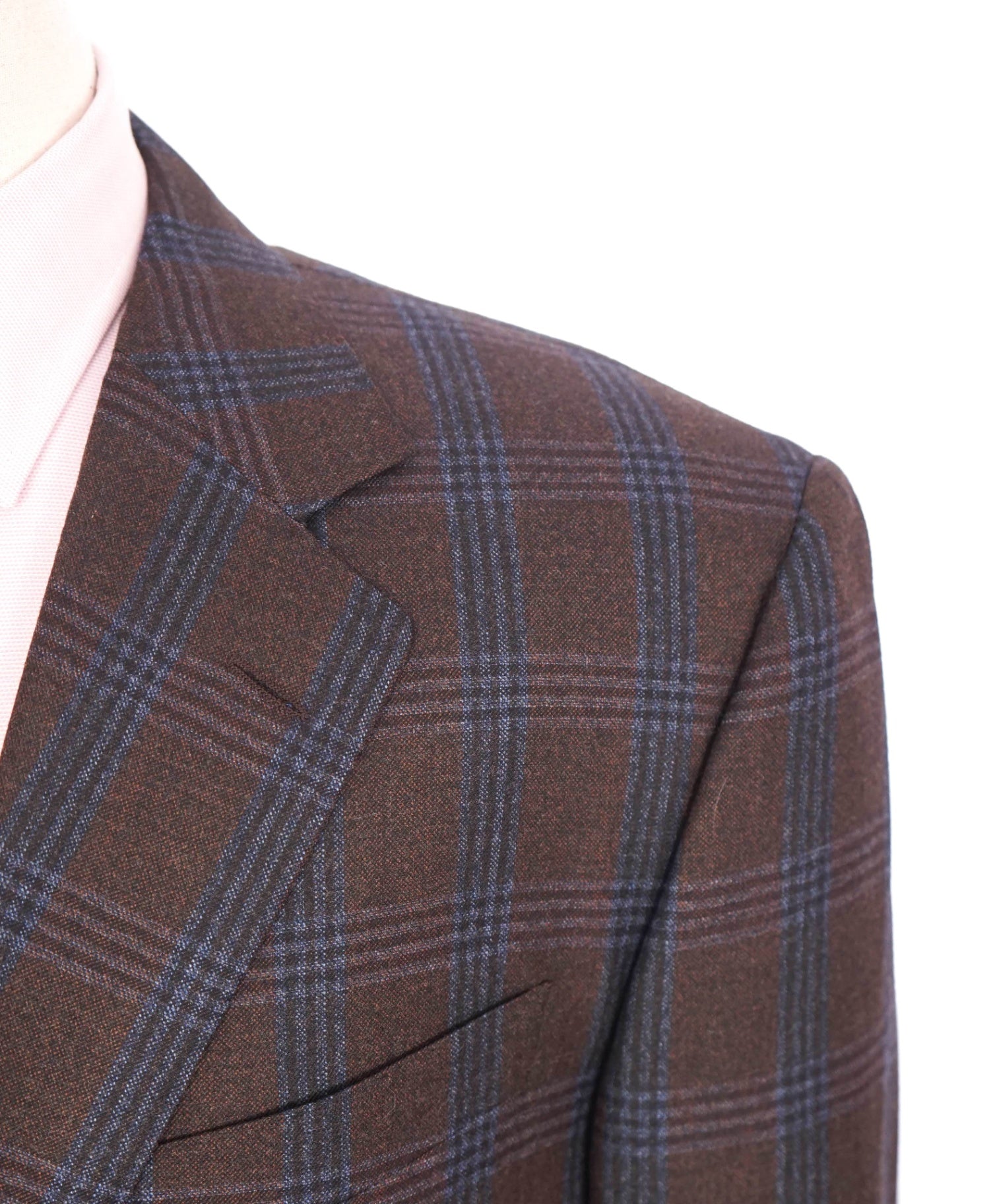 $798 ZANELLA - Brown/Blue Plaid Wool Sport Coat - 46R