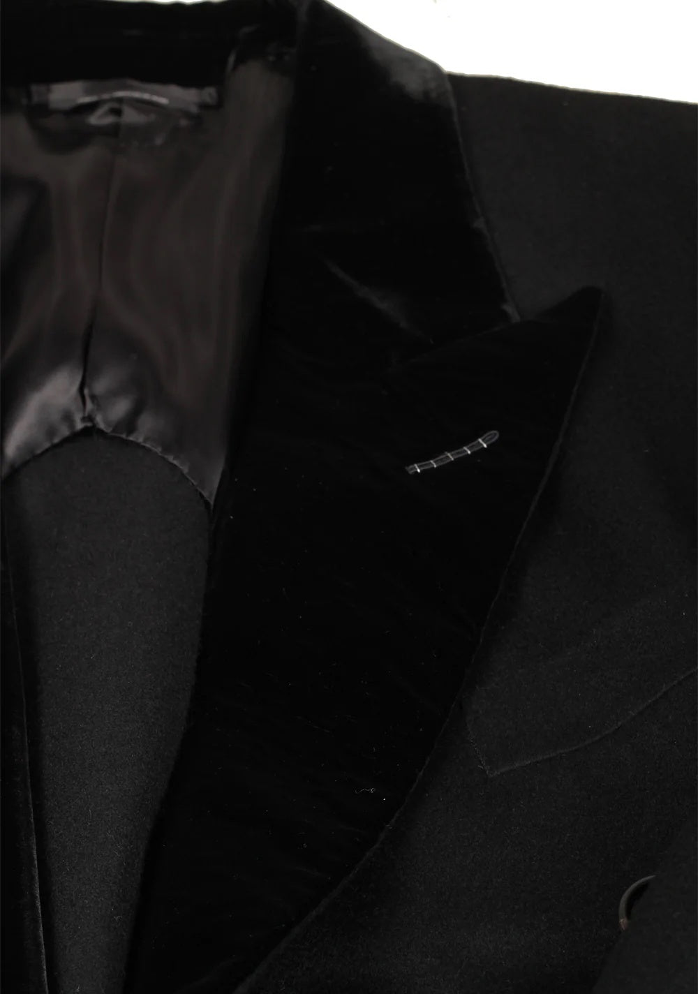 $10,950 TOM FORD - Black Double Breasted Velvet 100% Cashmere Top Coat - 38R