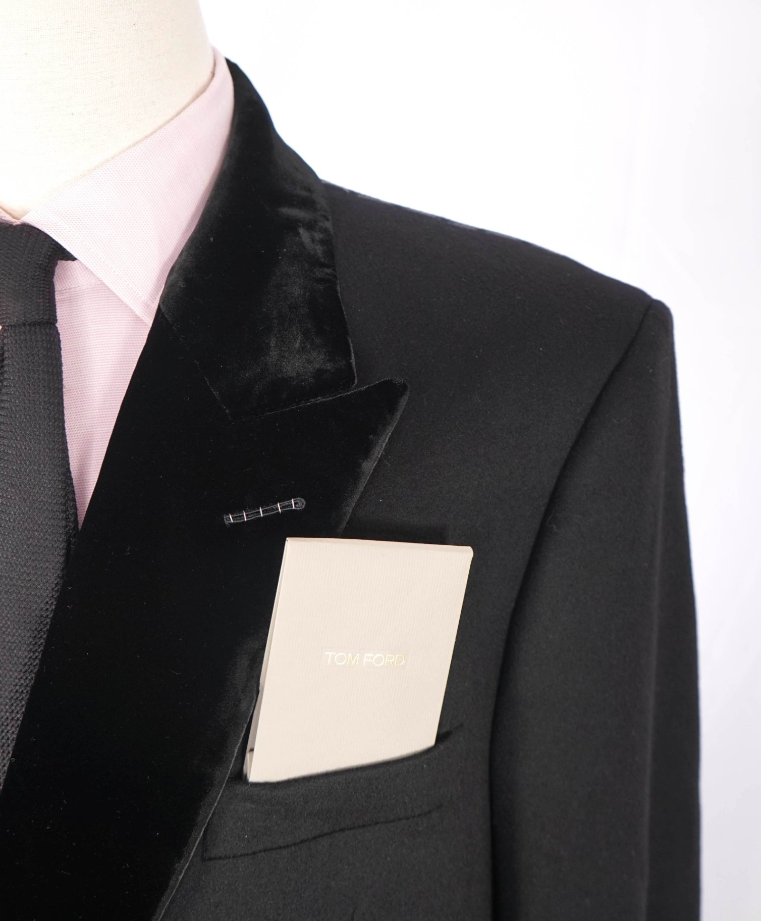 $10,950 TOM FORD - Black Double Breasted Velvet 100% Cashmere Top Coat - 38R